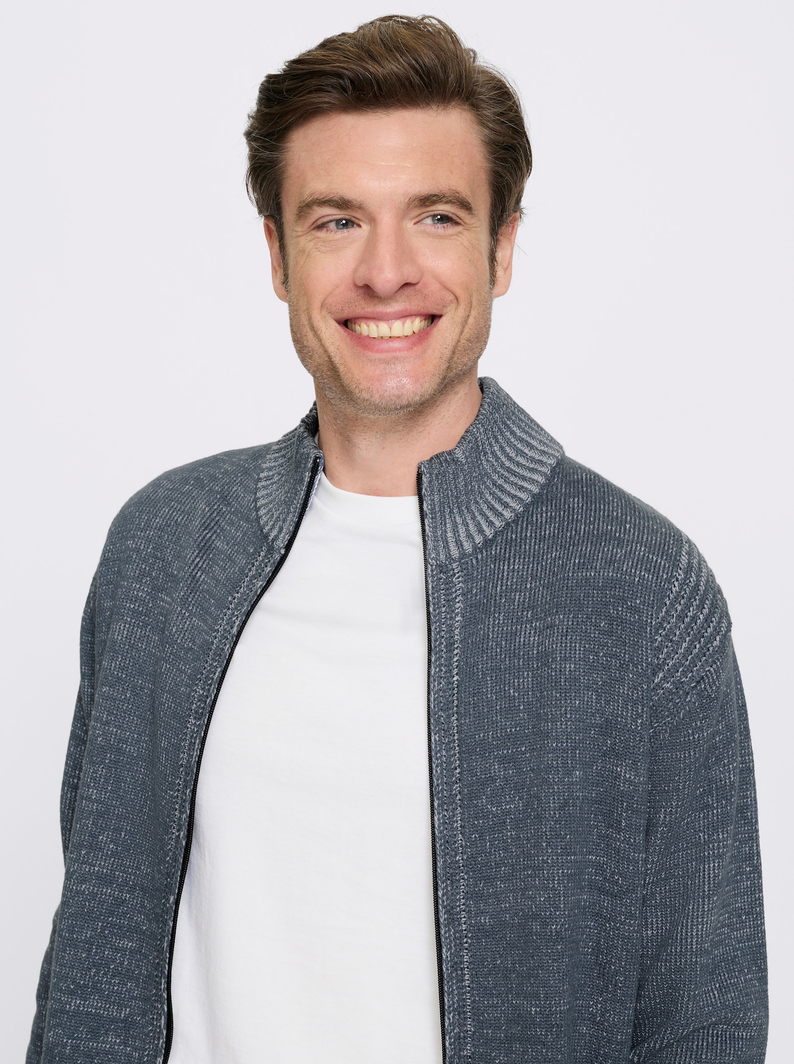 Catamaran Strickjacke mit Futter - rauchblau-meliert