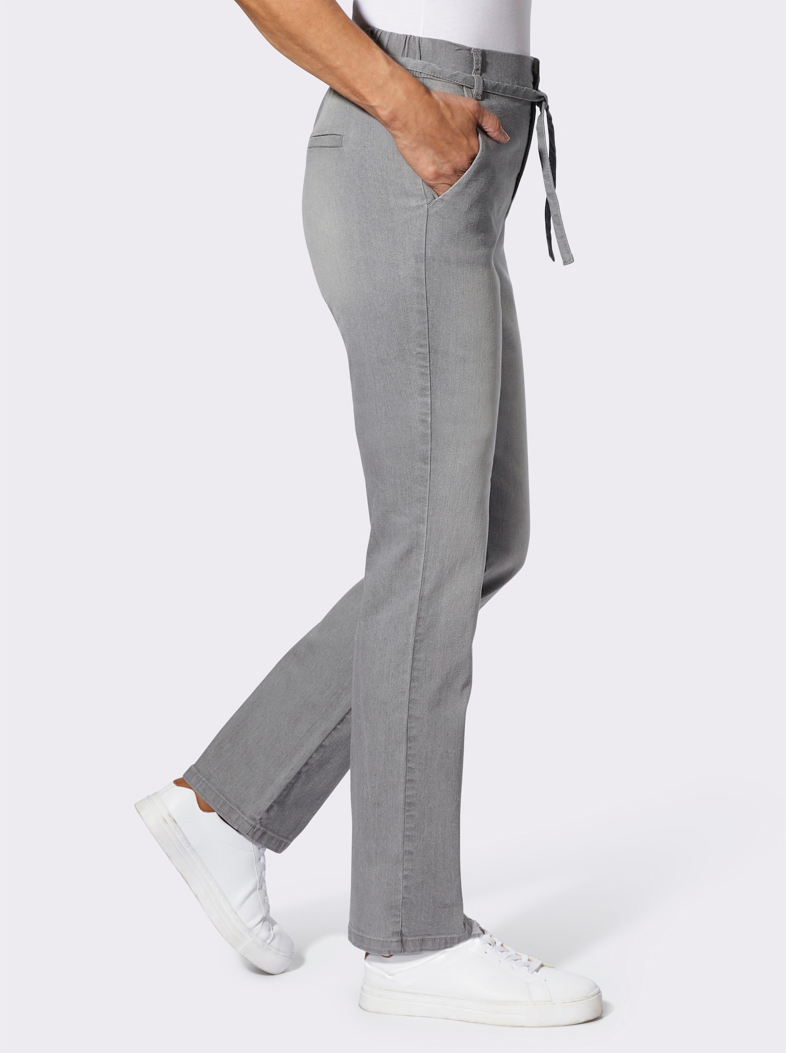 Club of Comfort Jeans mit Bindeband - light grey-denim