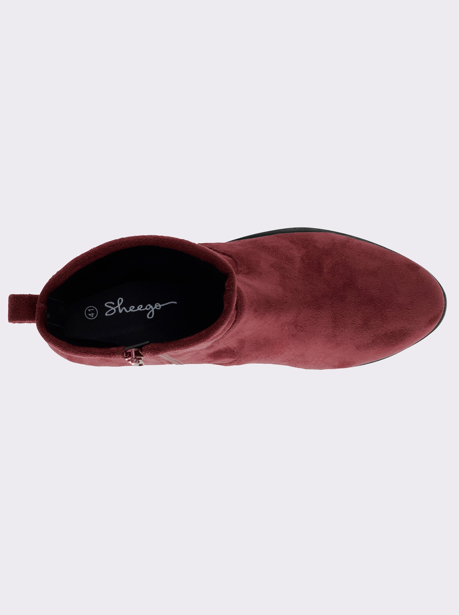 sheego Stiefelette in Wildleder-Optik - bordeaux