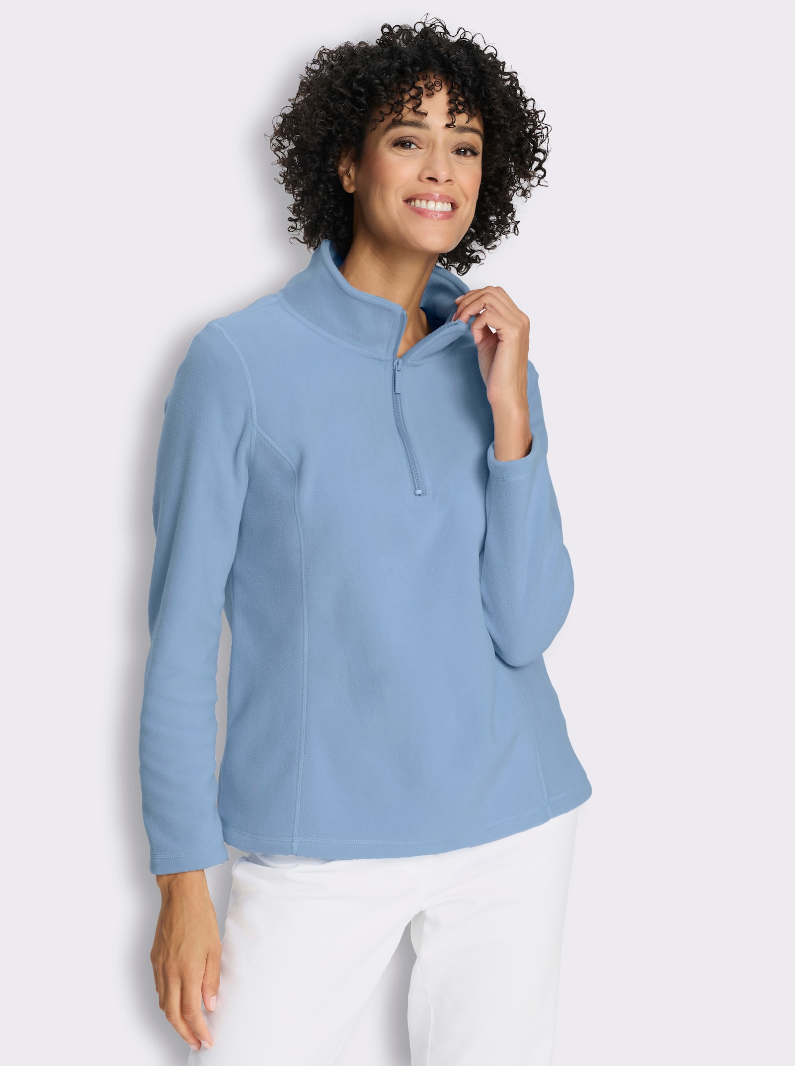Fleeceshirt mit Stehkragen - bleu
