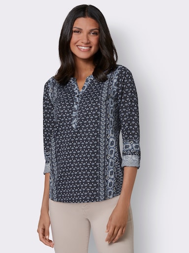 Print-Shirt mit Minimal-Muster - marine-bleu-bedruckt