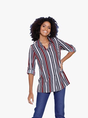 Longbluse - marine-rot-gestreift