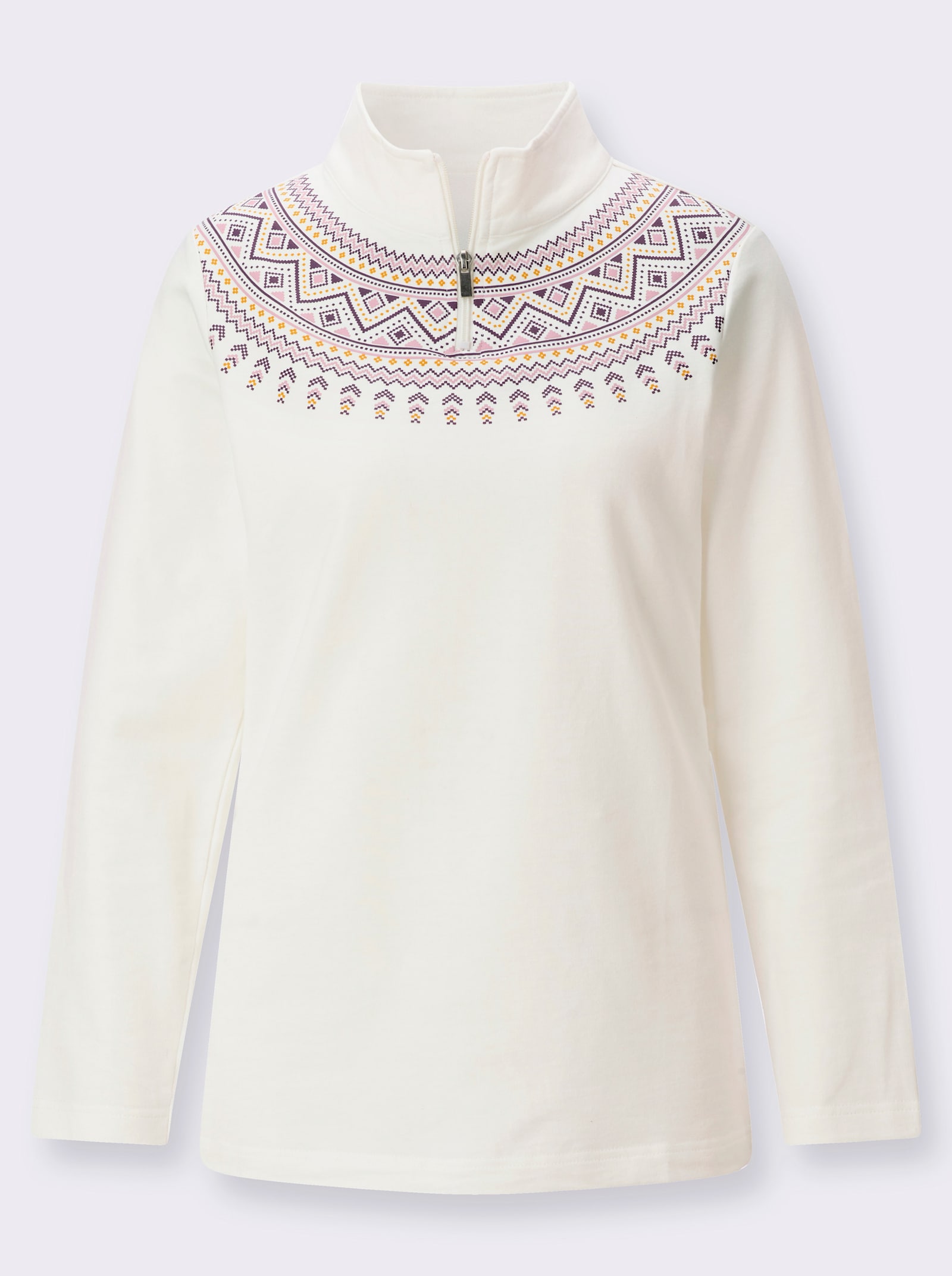Sweatshirt mit kurzem Reißverschluss - ecru