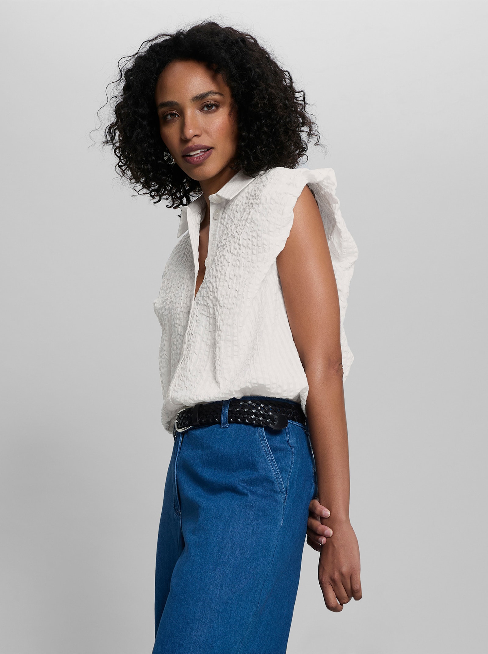 heine Ärmellose Bluse aus Seersucker - ecru
