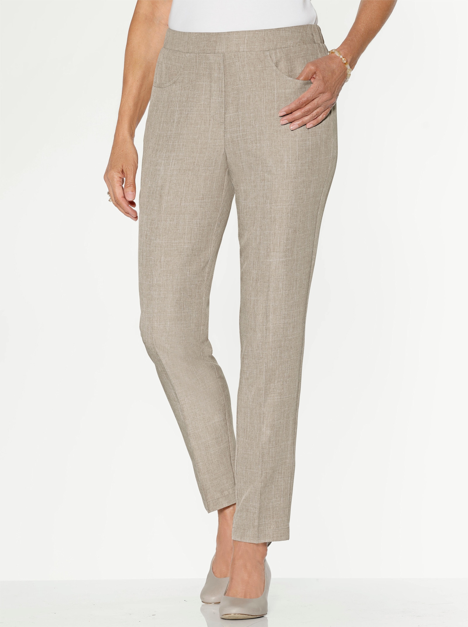 Schlupfhose mit Bügelfalten - sesam-meliert