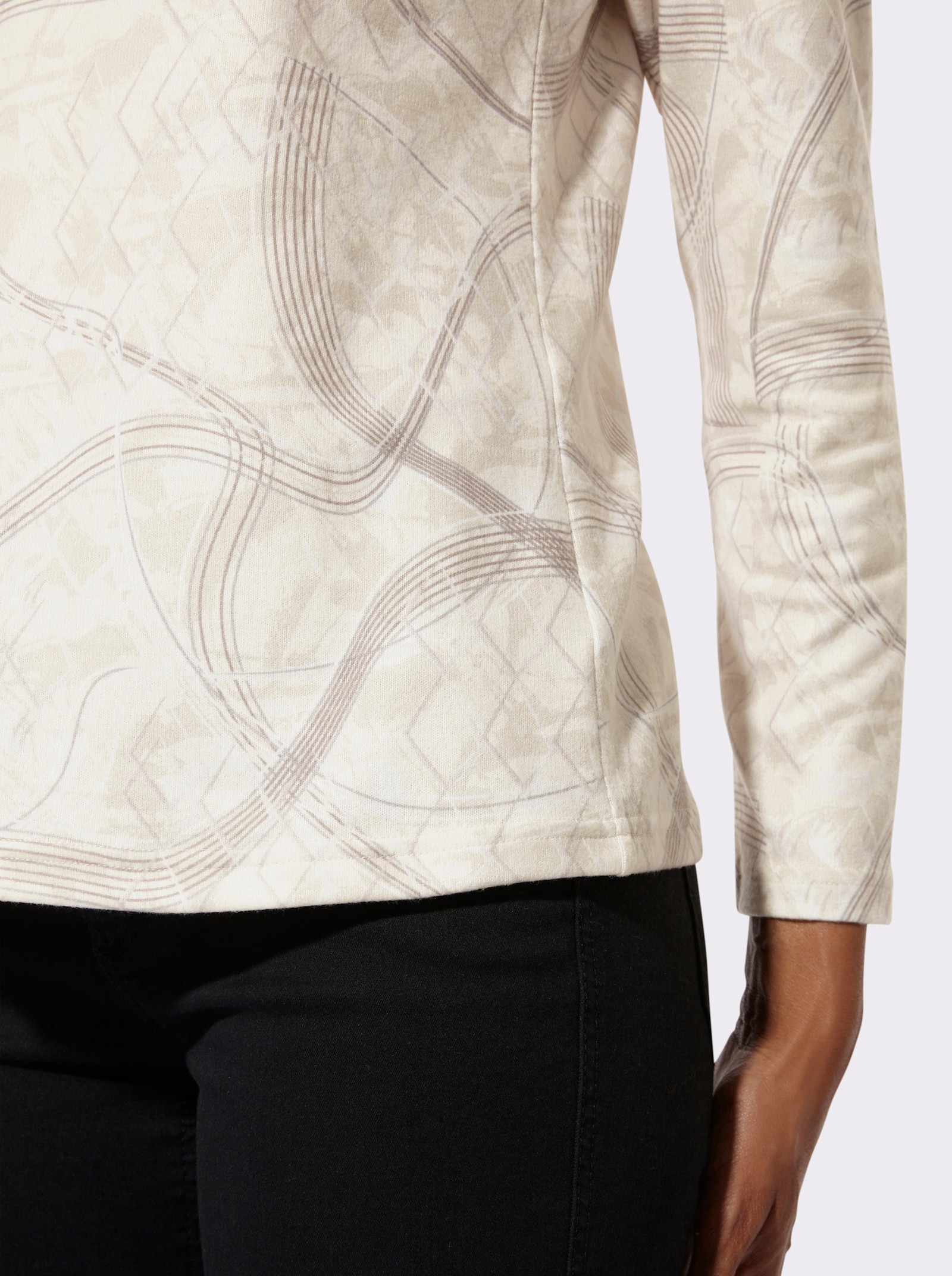 Rollkragenshirt mit grafischem Dessin - champagner-sand