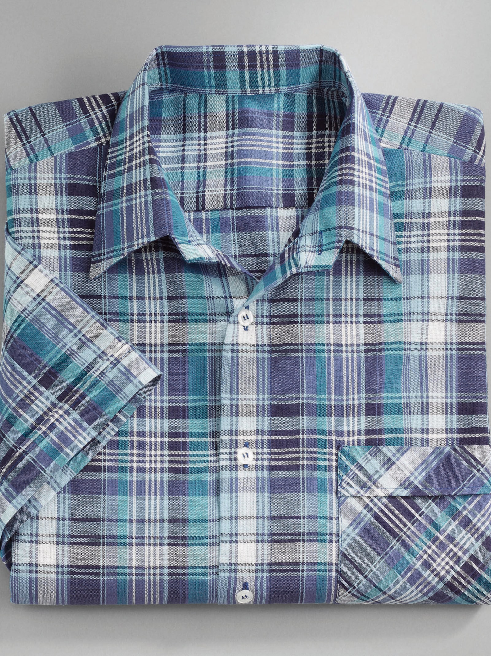 Catamaran Kurzarm-Hemd - blau-kariert