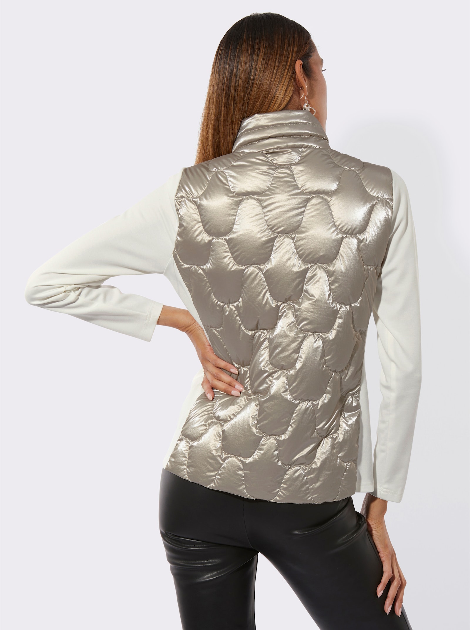 Veste en duvet en mélange de matières - écru-couleur argent