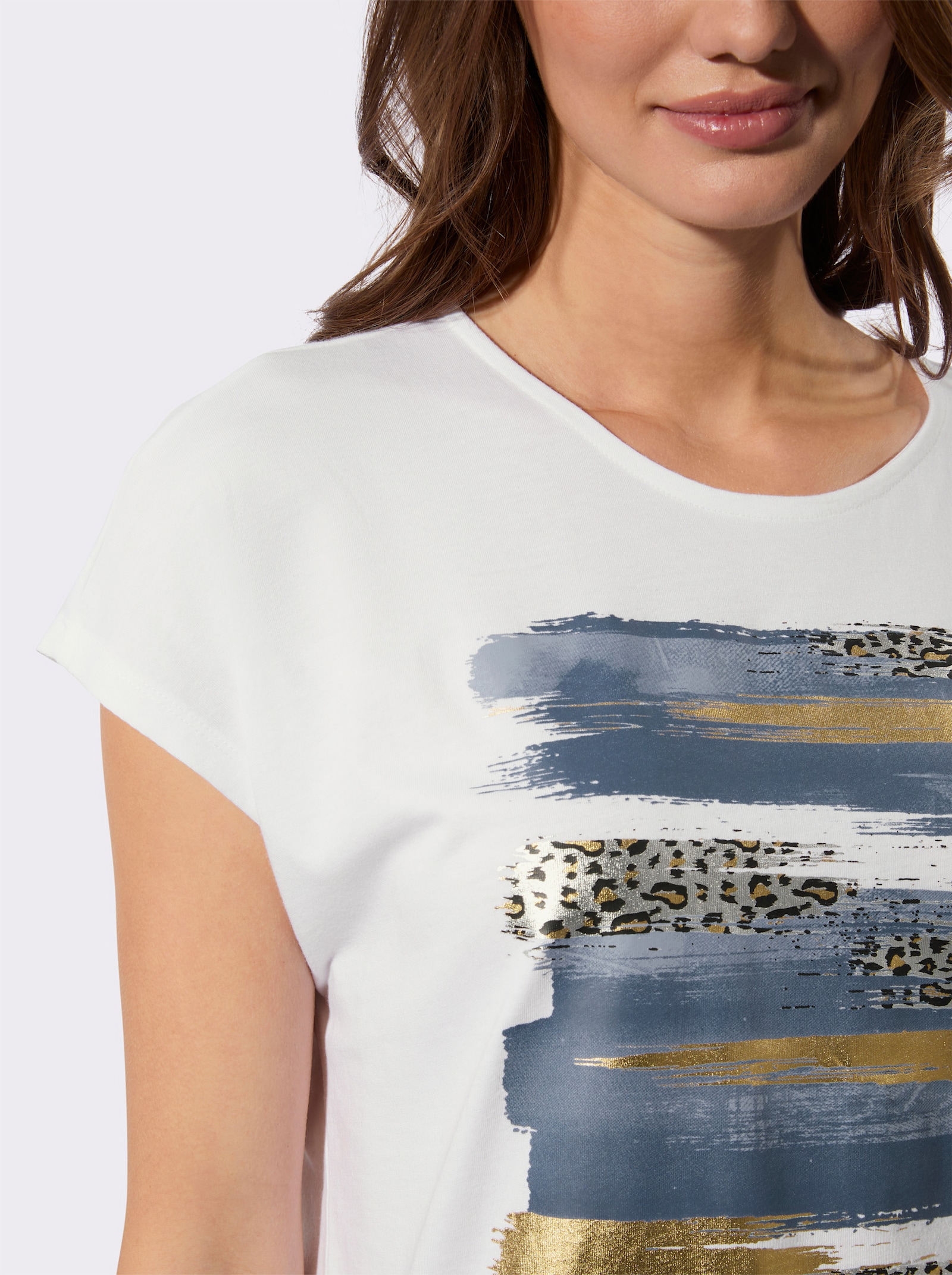 Shirt mit Leo-Print - weiss