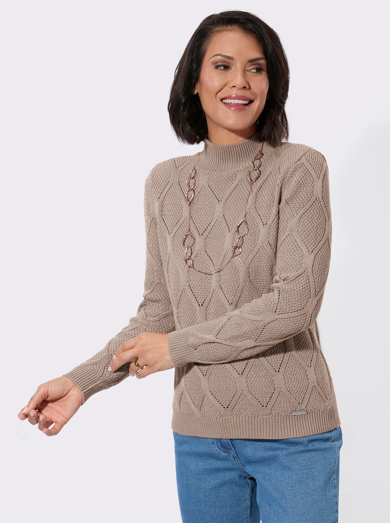 Stehkragenpullover - sesam