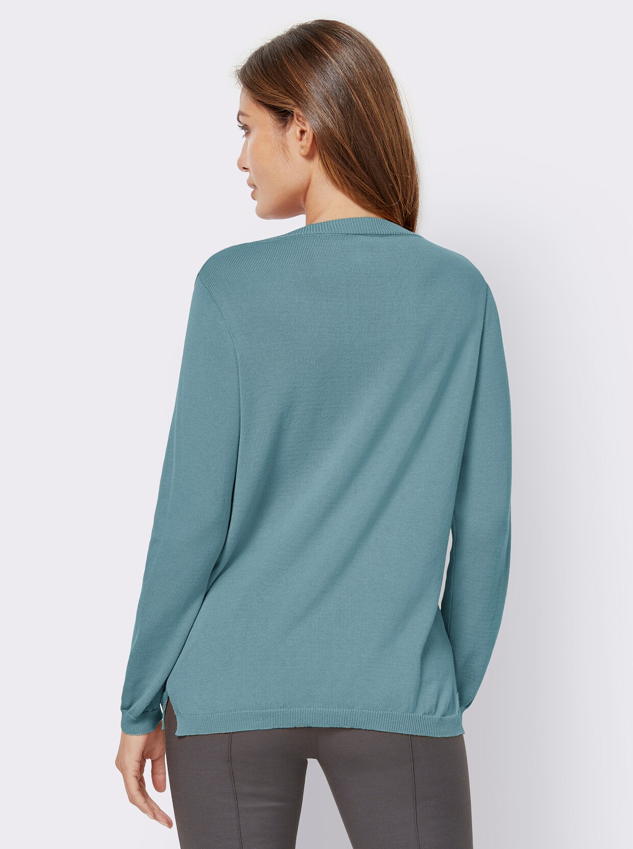 Pullover met V-hals - winterturquoise