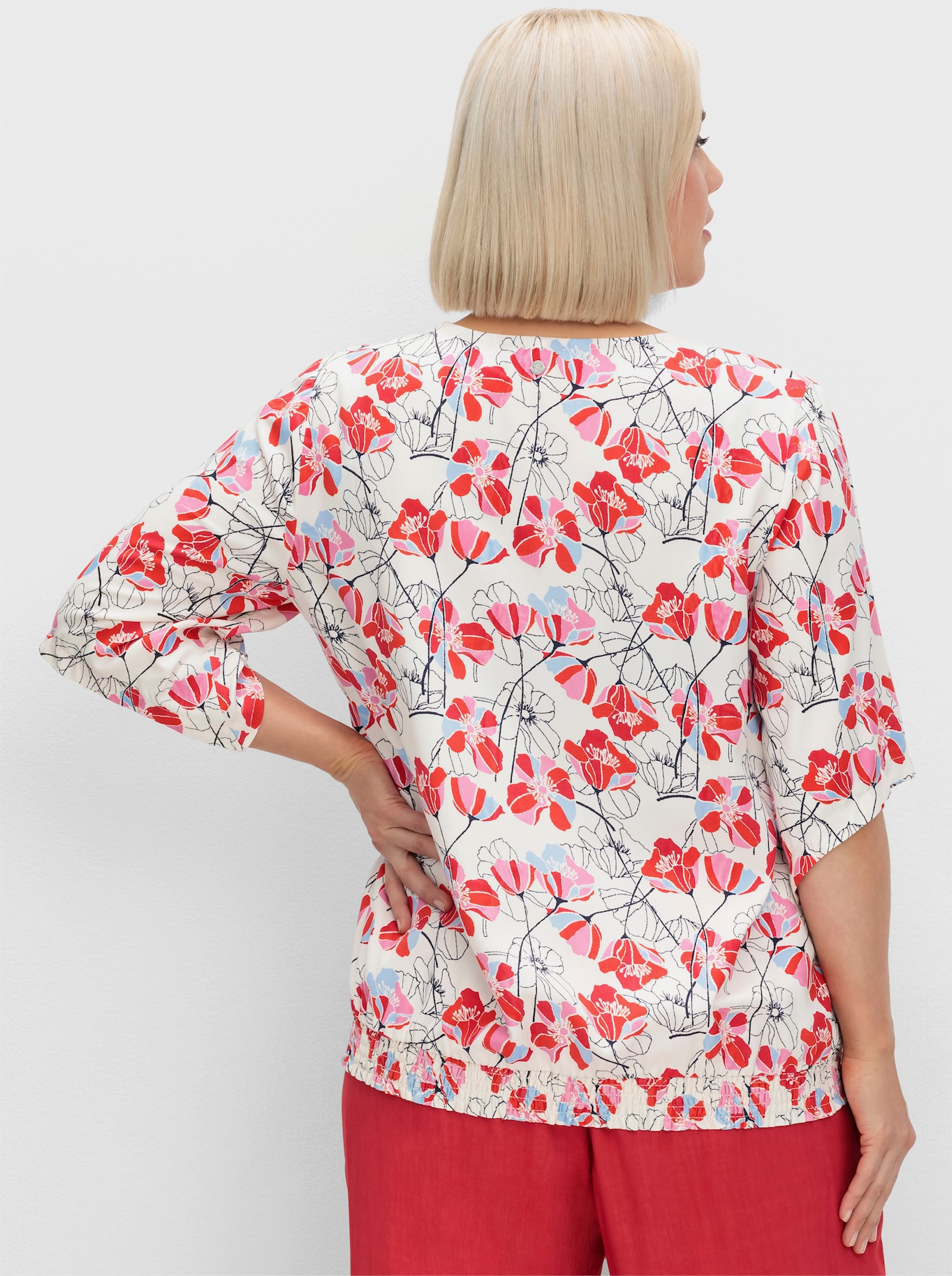 sheego Tunika mit weiten Flügelärmeln - rosé-gemustert