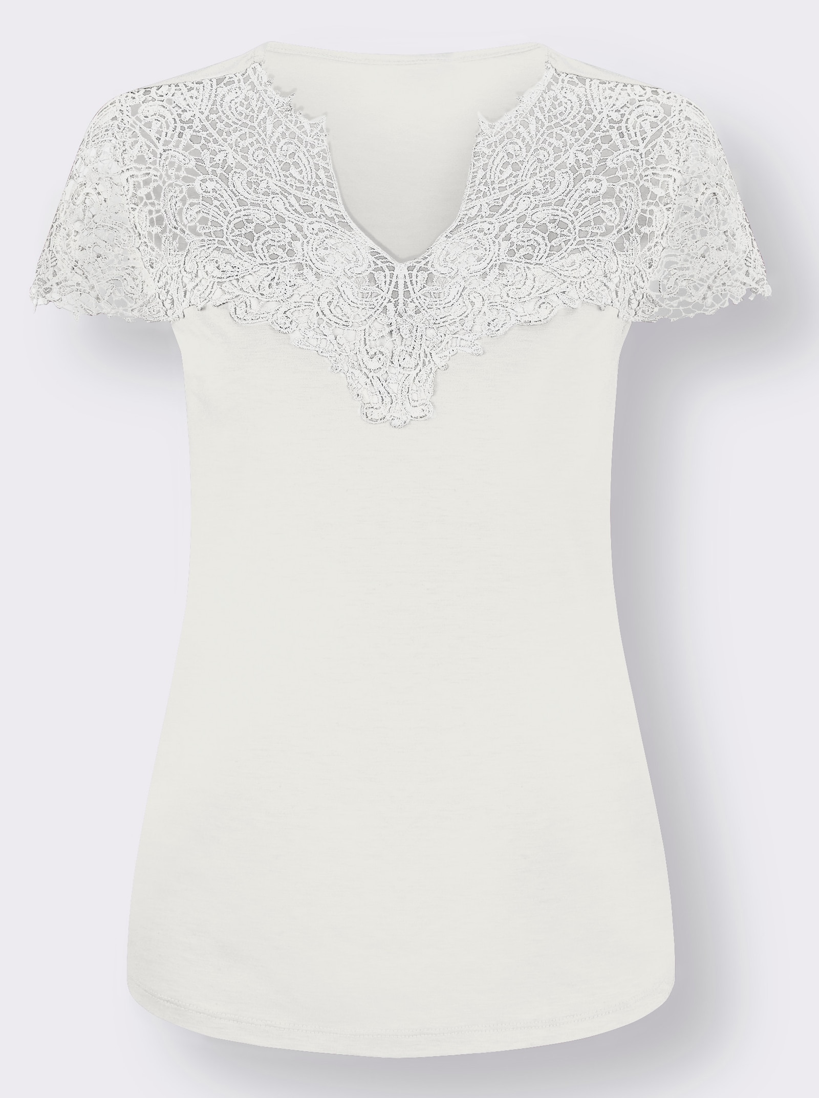 Shirt met transparant kant - ecru