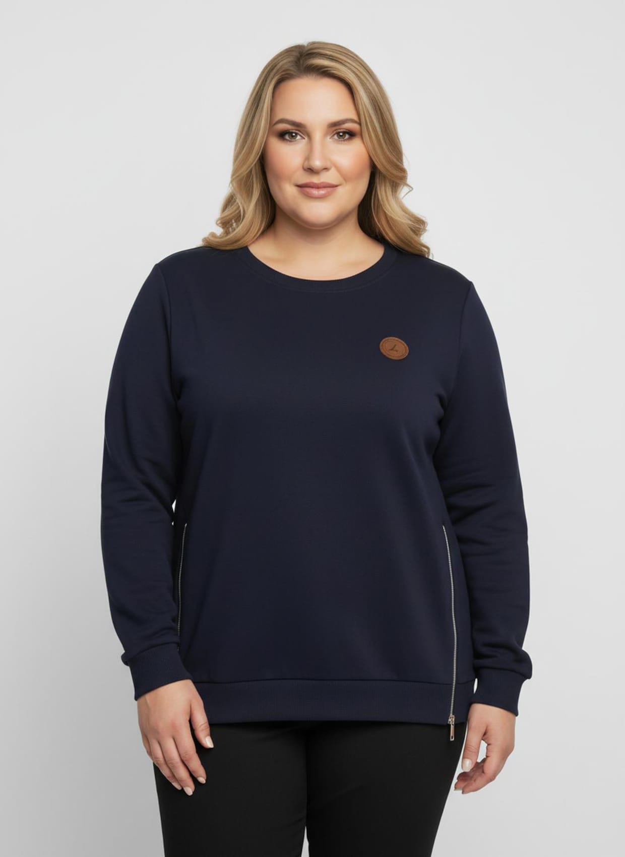 Sweatshirt mit Rippbündchen - marine