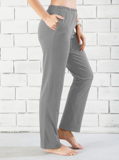 Freizeithose mit Nahttaschen - grau-meliert