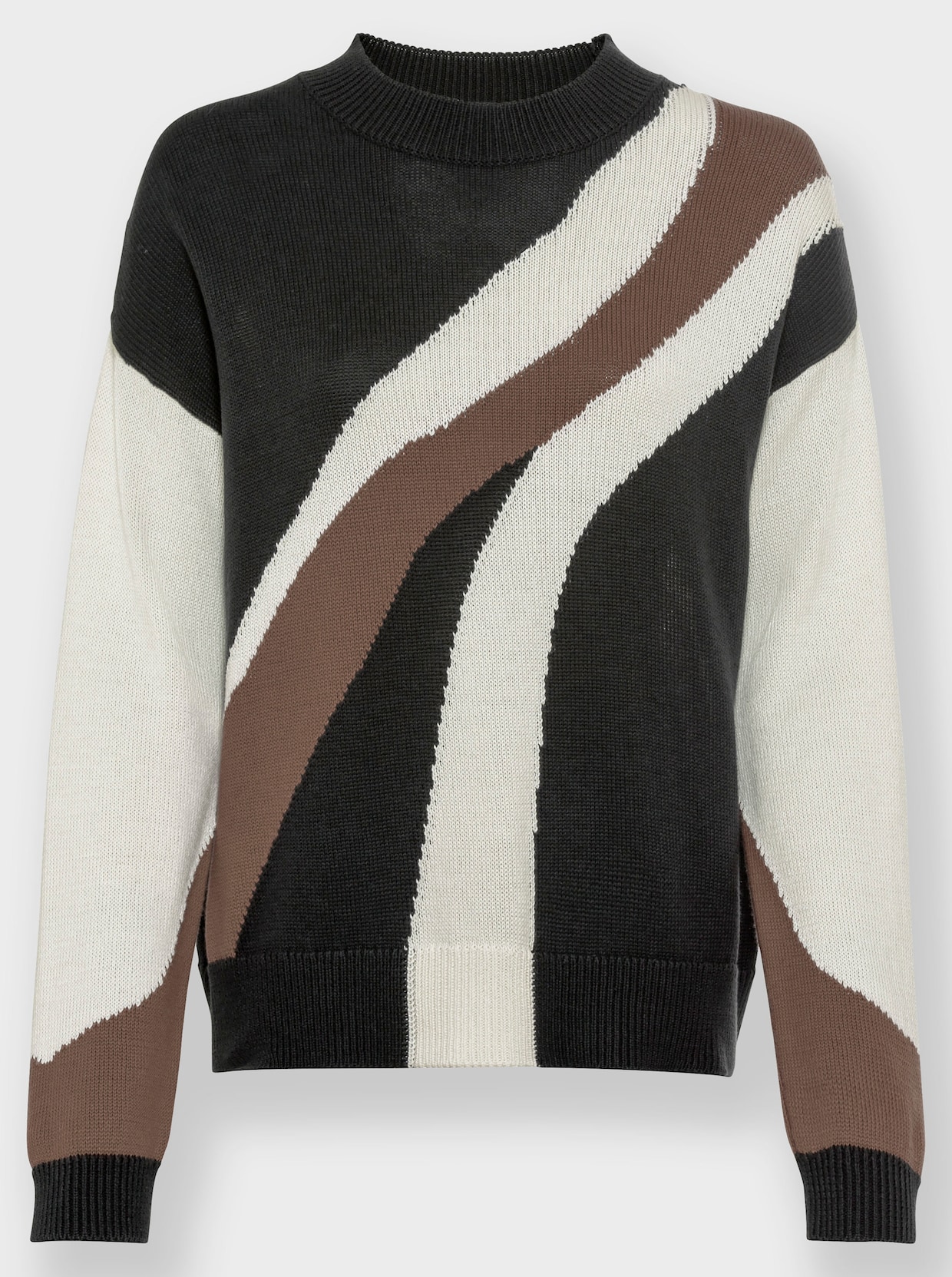 heine Pullover met ronde hals - bruin/zwart gedessineerd