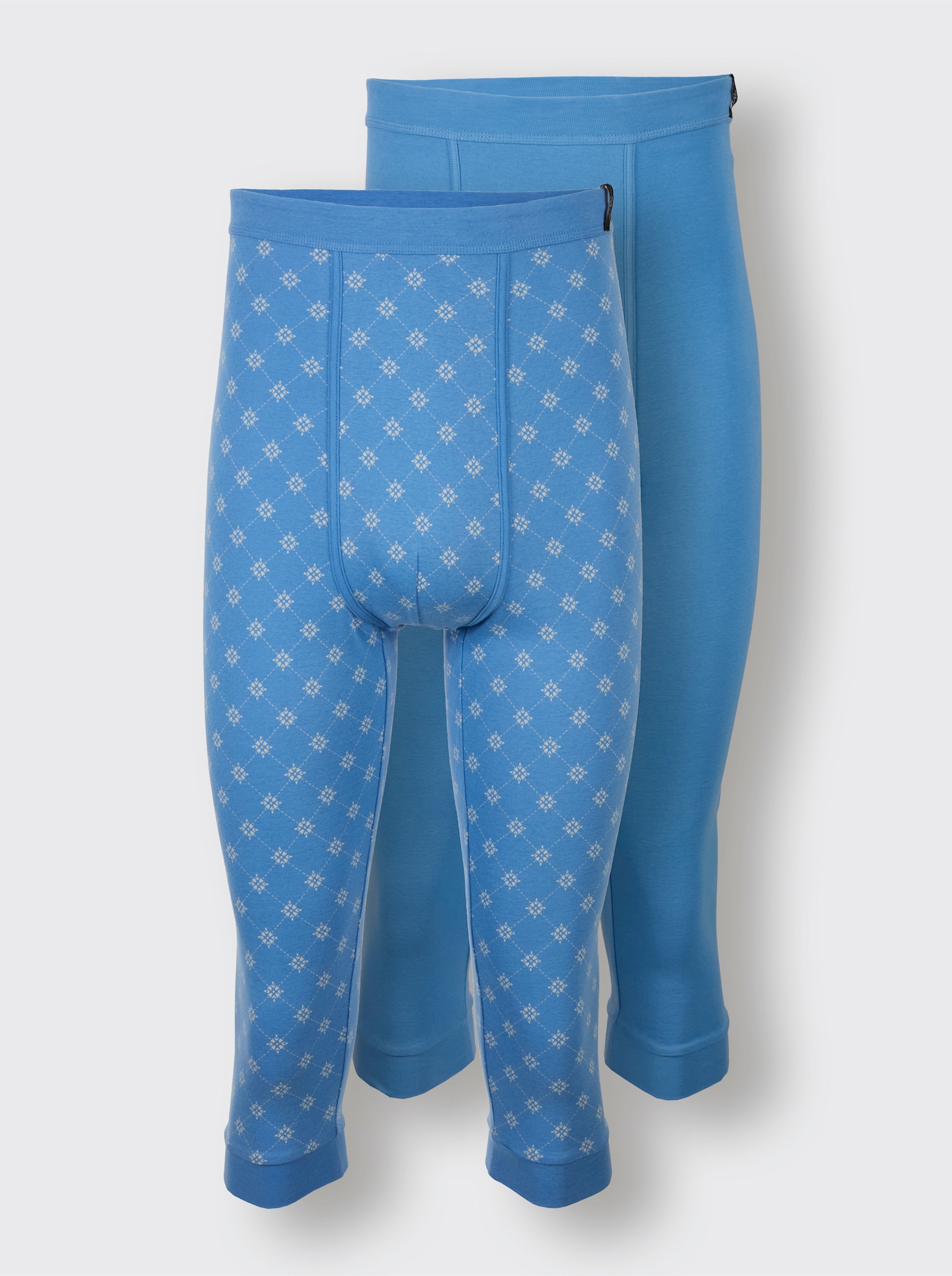 wäschepur men Hose 3/4-lang - mittelblau + mittelblau-bedruckt