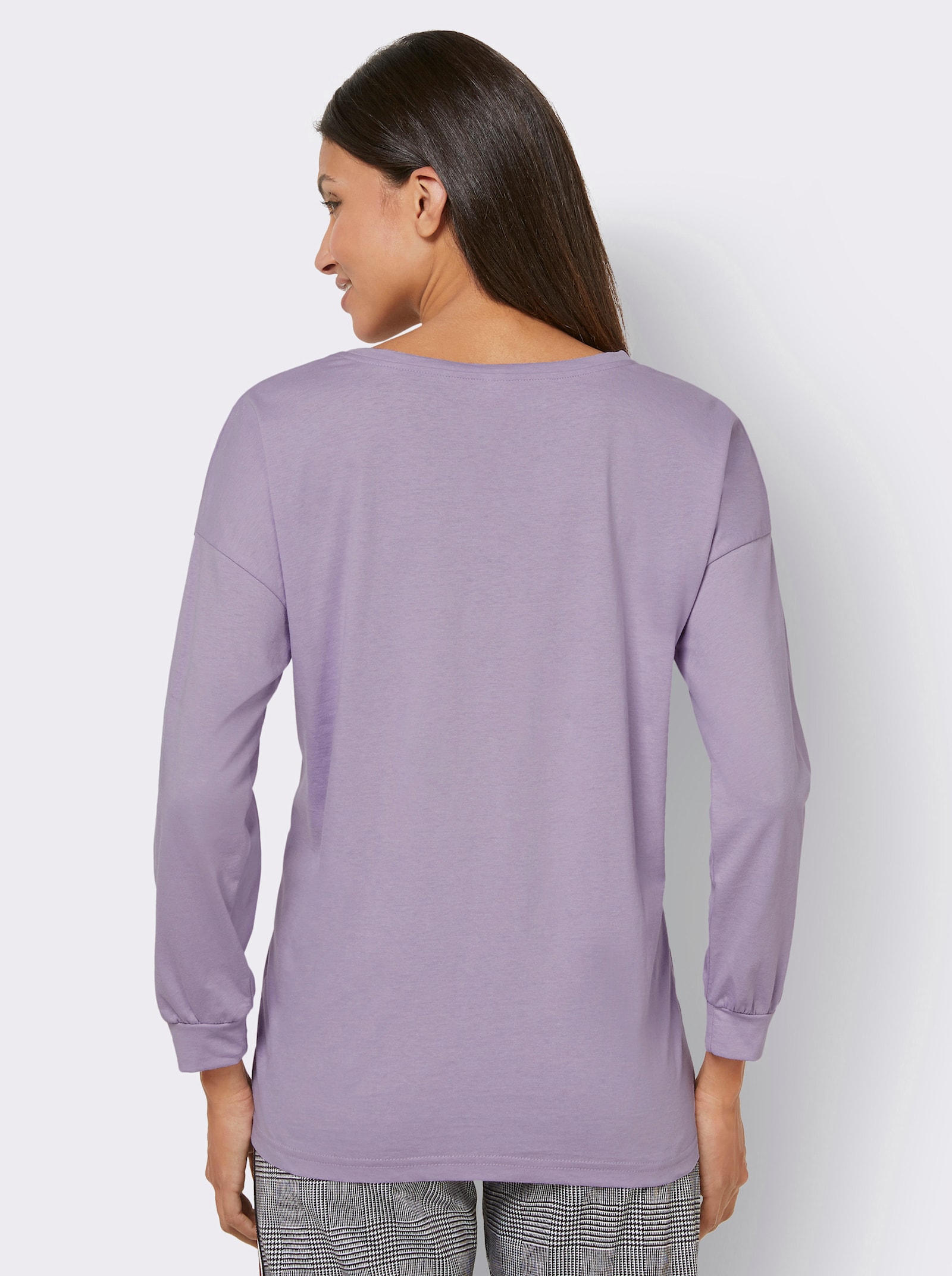 Tričko pro volný čas se širokými rukávy - šeříková