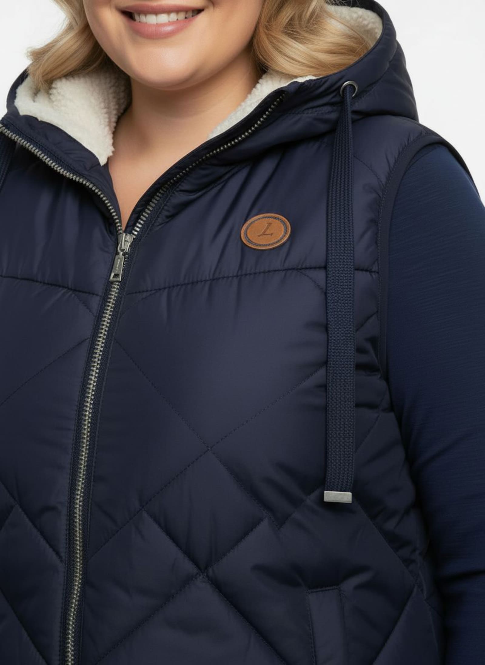 Kapuzenweste mit Fleece-Futter - marine