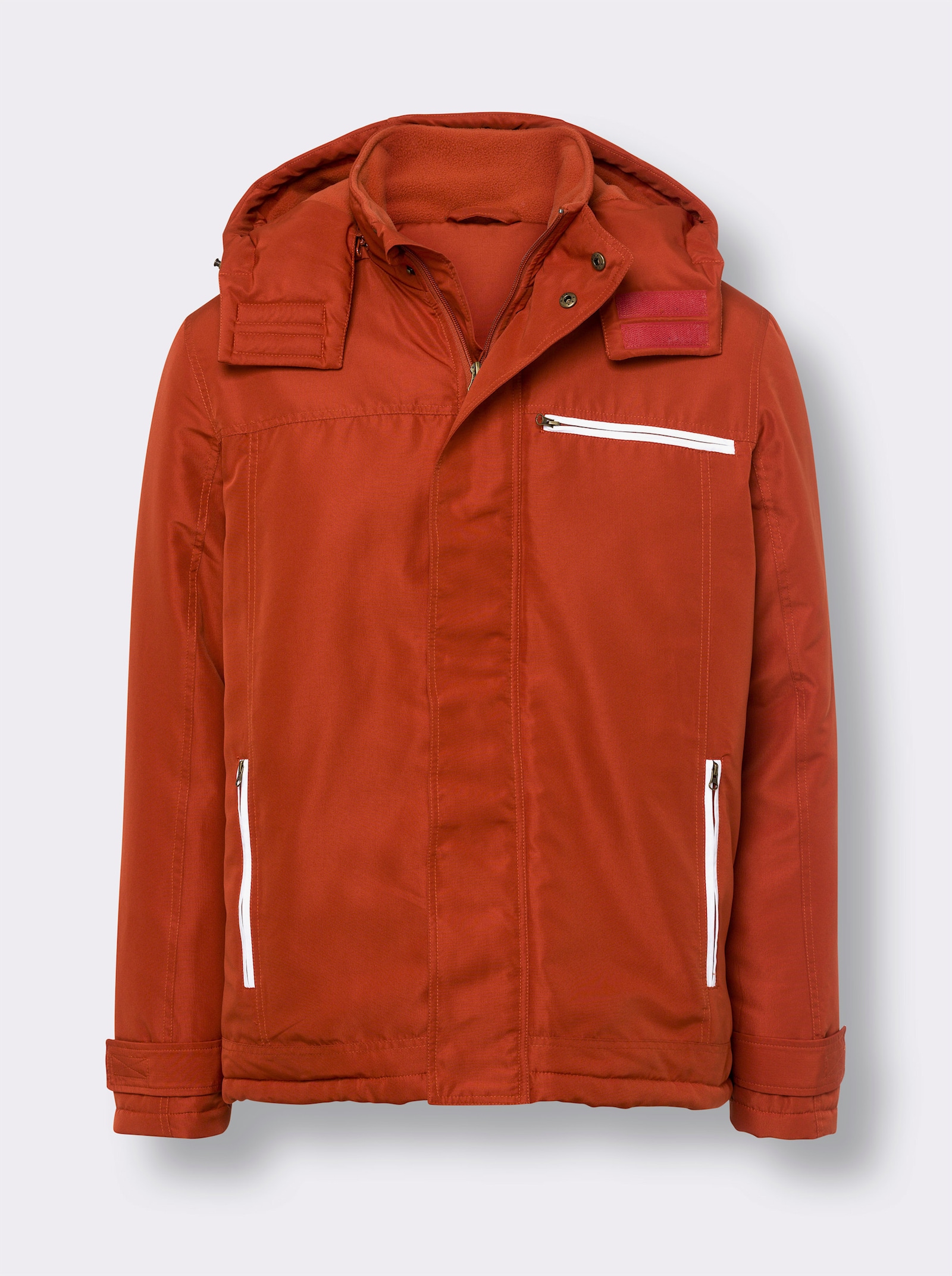 Winterjas met contrastdetails - roestrood