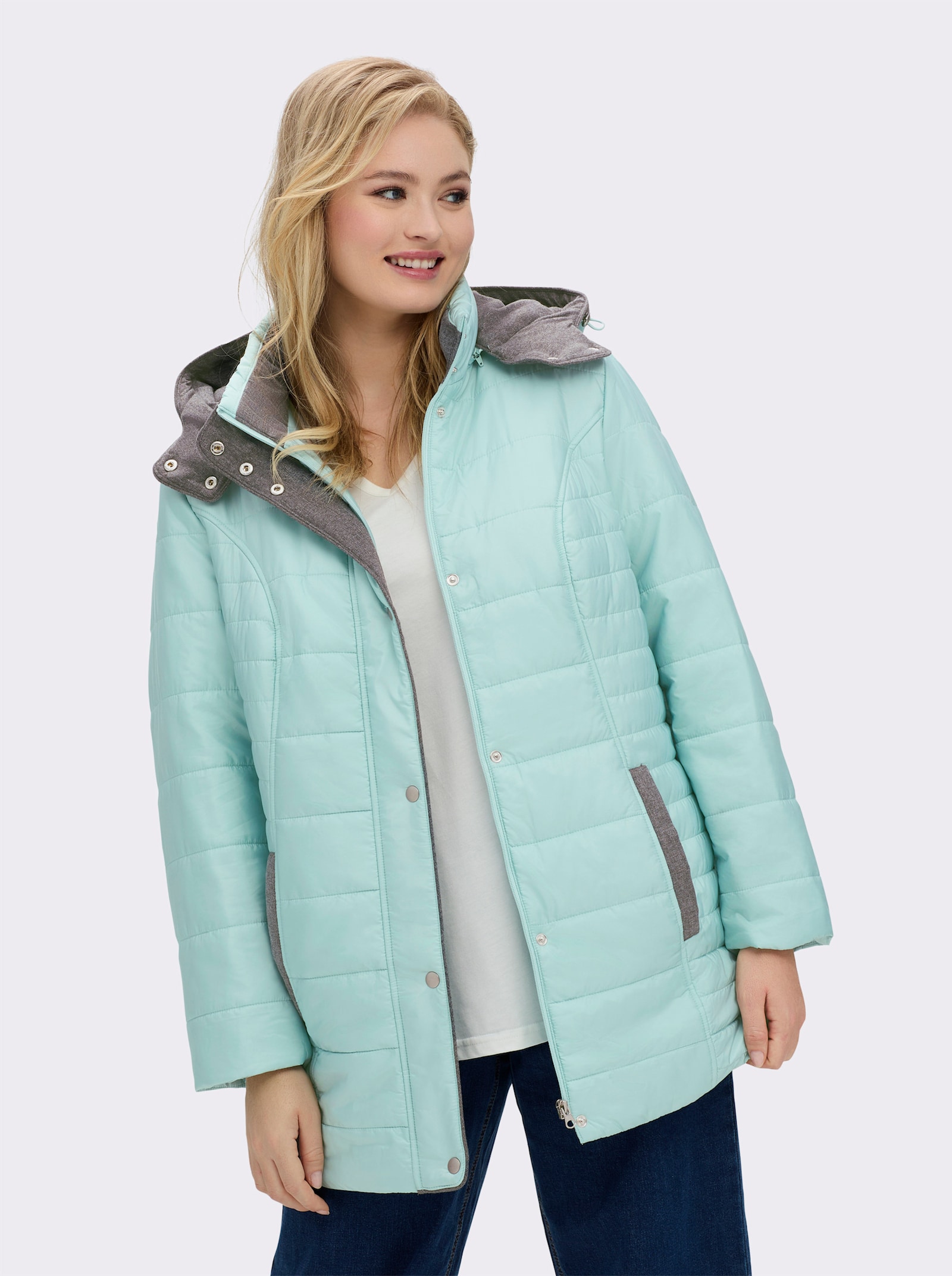 Steppjacke mit abnehmbarer Kapuze - kalkmint