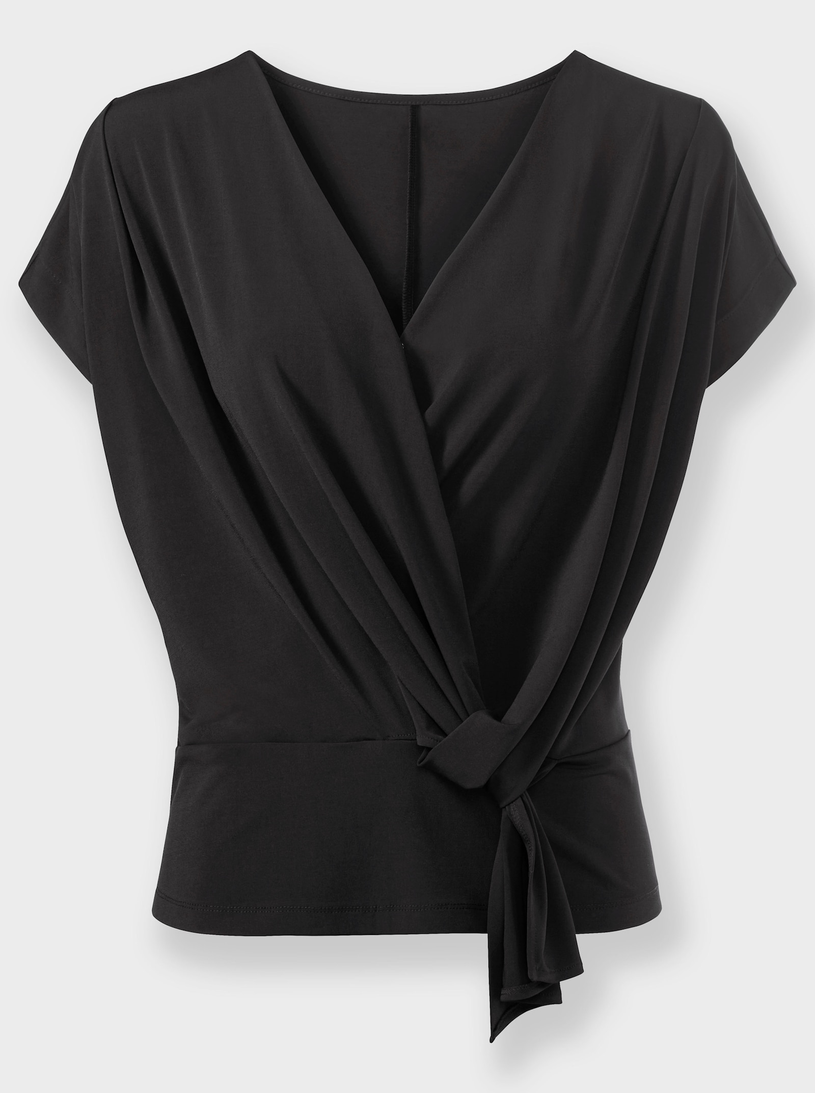 heine T-shirt cache-cœur avec nœud - noir