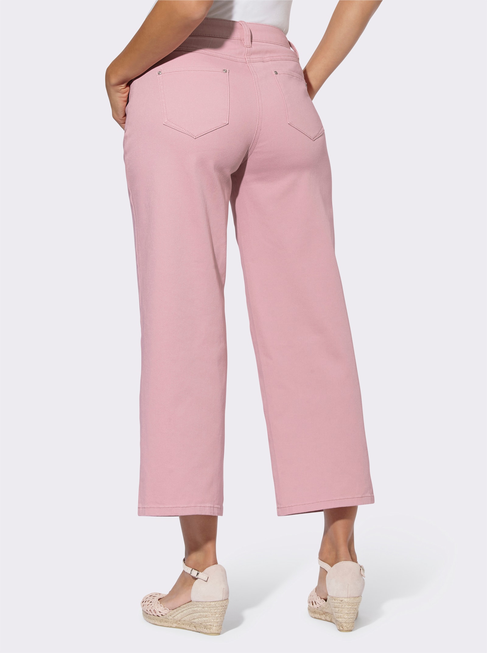 Kalhoty culotte z denimu - hortenziová