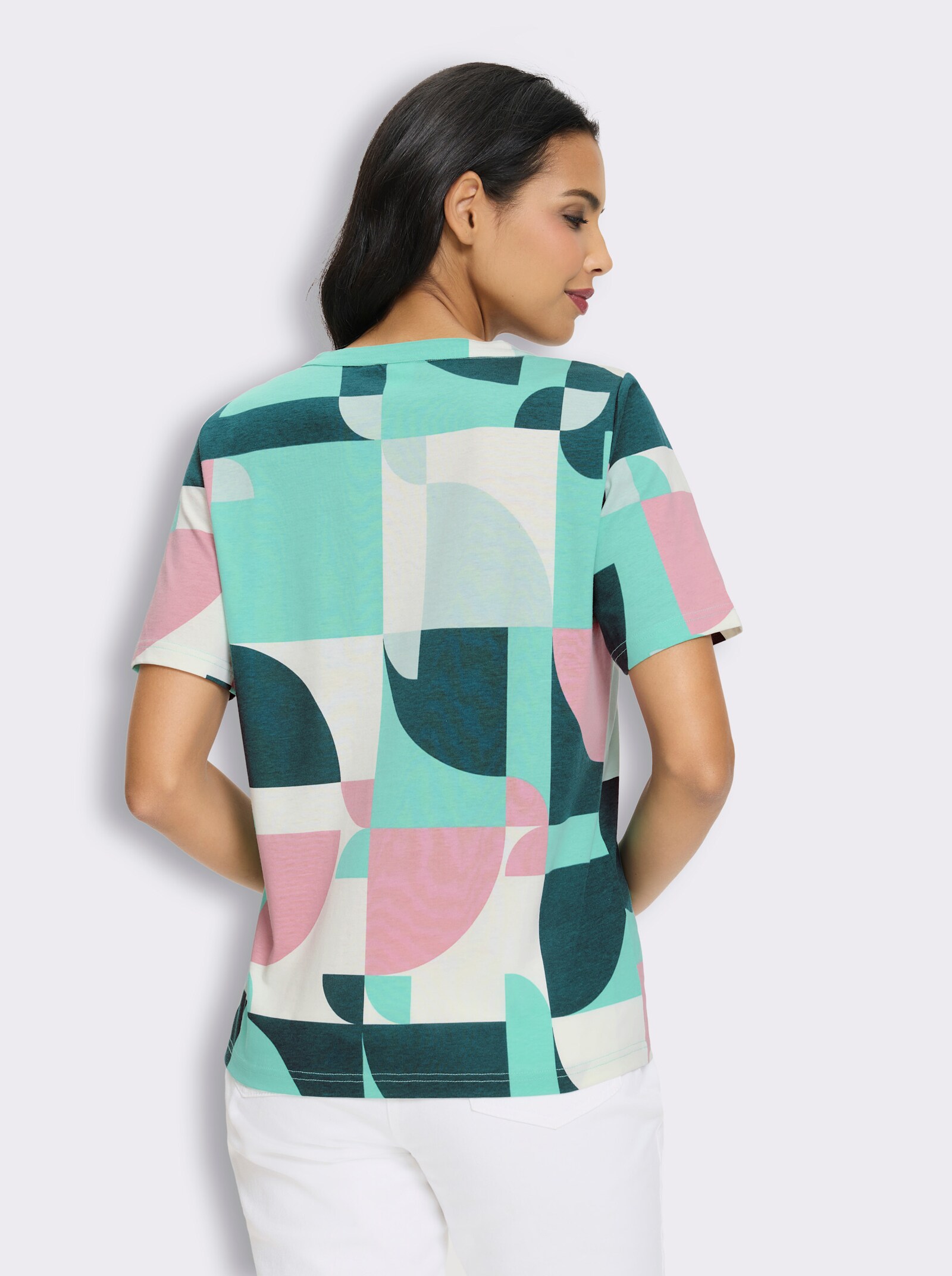 Kurzarmshirt mit Grafik-Print - petrol-blaugrün-bedruckt