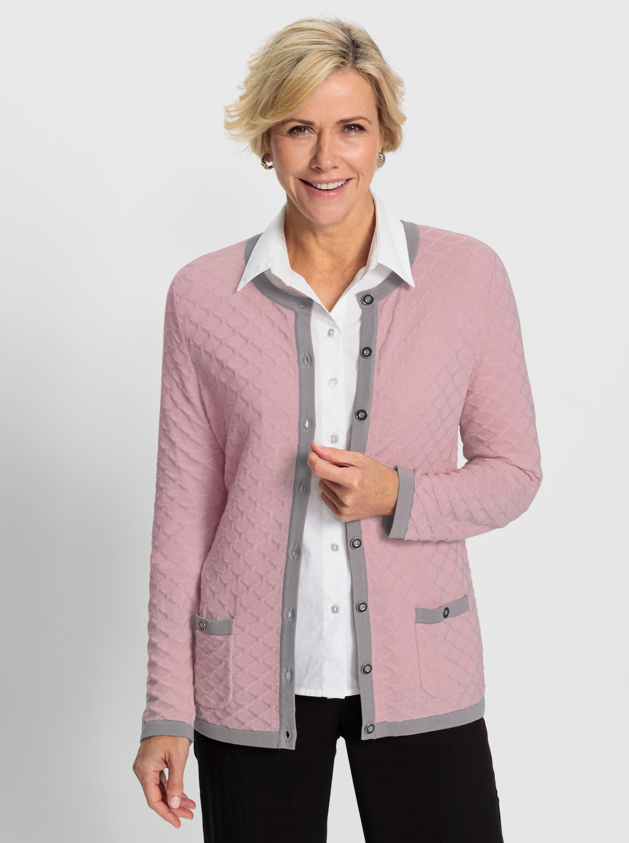 Fijn gebreid vest - roze
