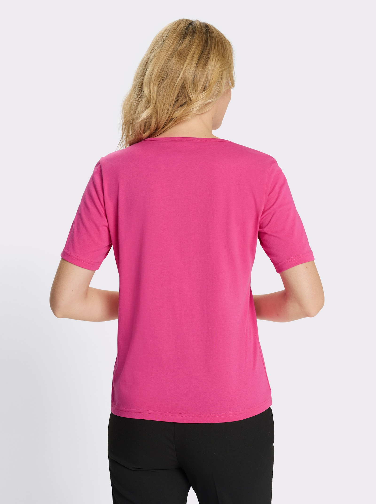 Shirt met ronde hals en hartprint - fuchsia/bruin bedrukt