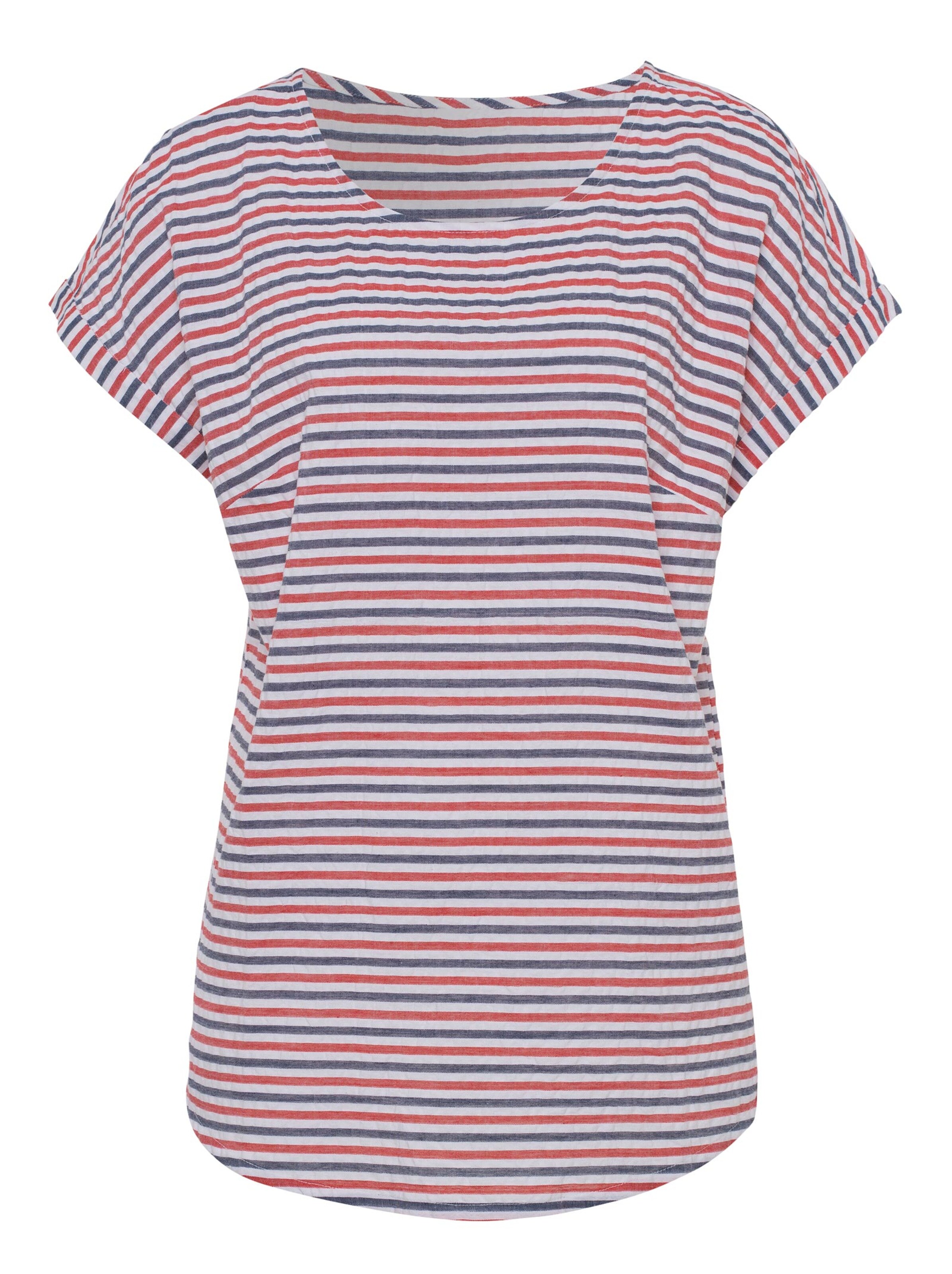 Bluse - koralle-marine-geringelt