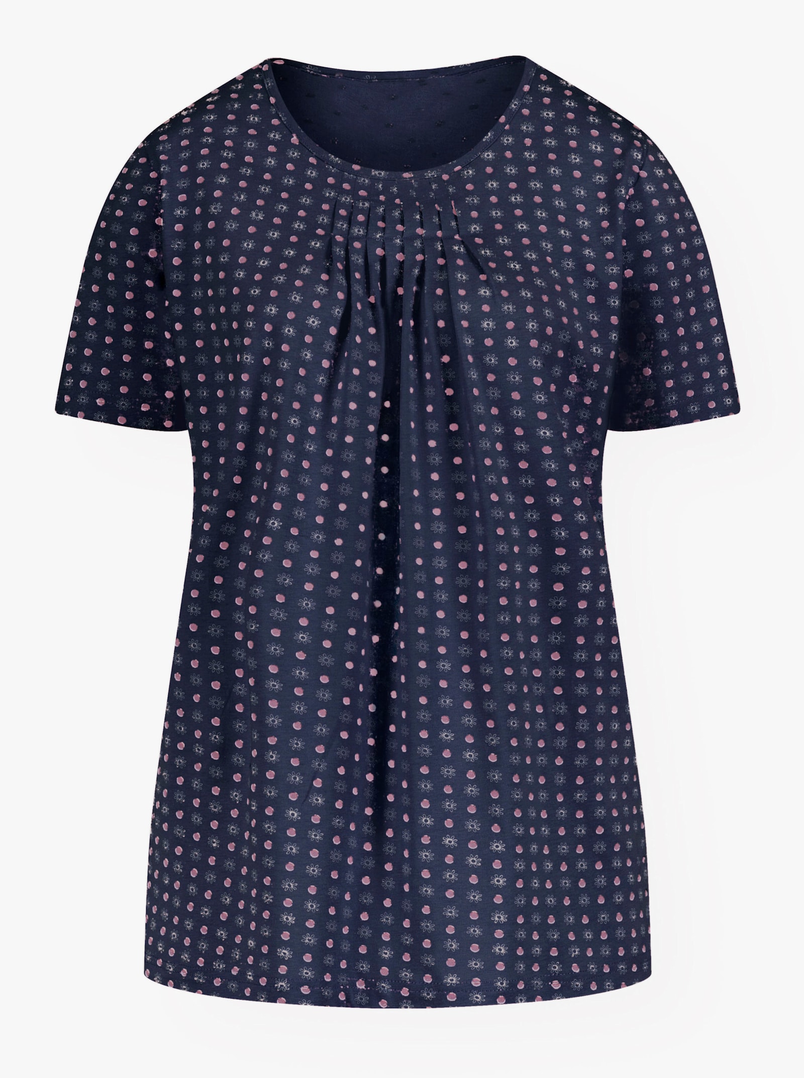 Shirt met korte mouwen in minimalistisch dessin - marine gedessineerd