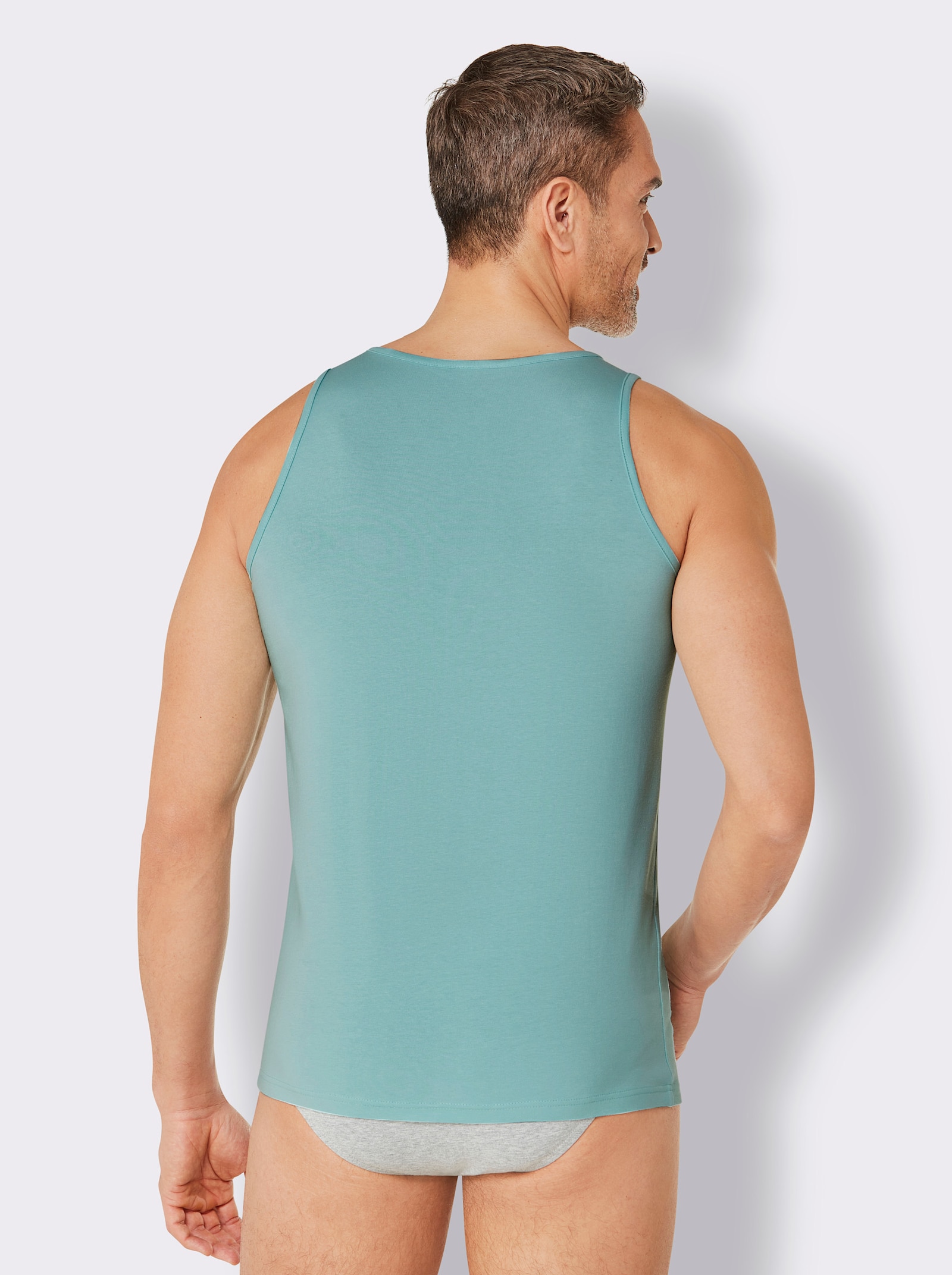 wäschepur men Onderhemd - mint + grijs gemêleerd