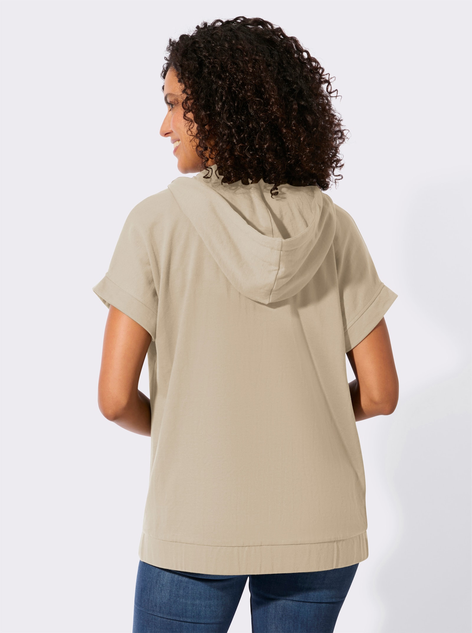 Sweatjacke mit Kapuze - beige