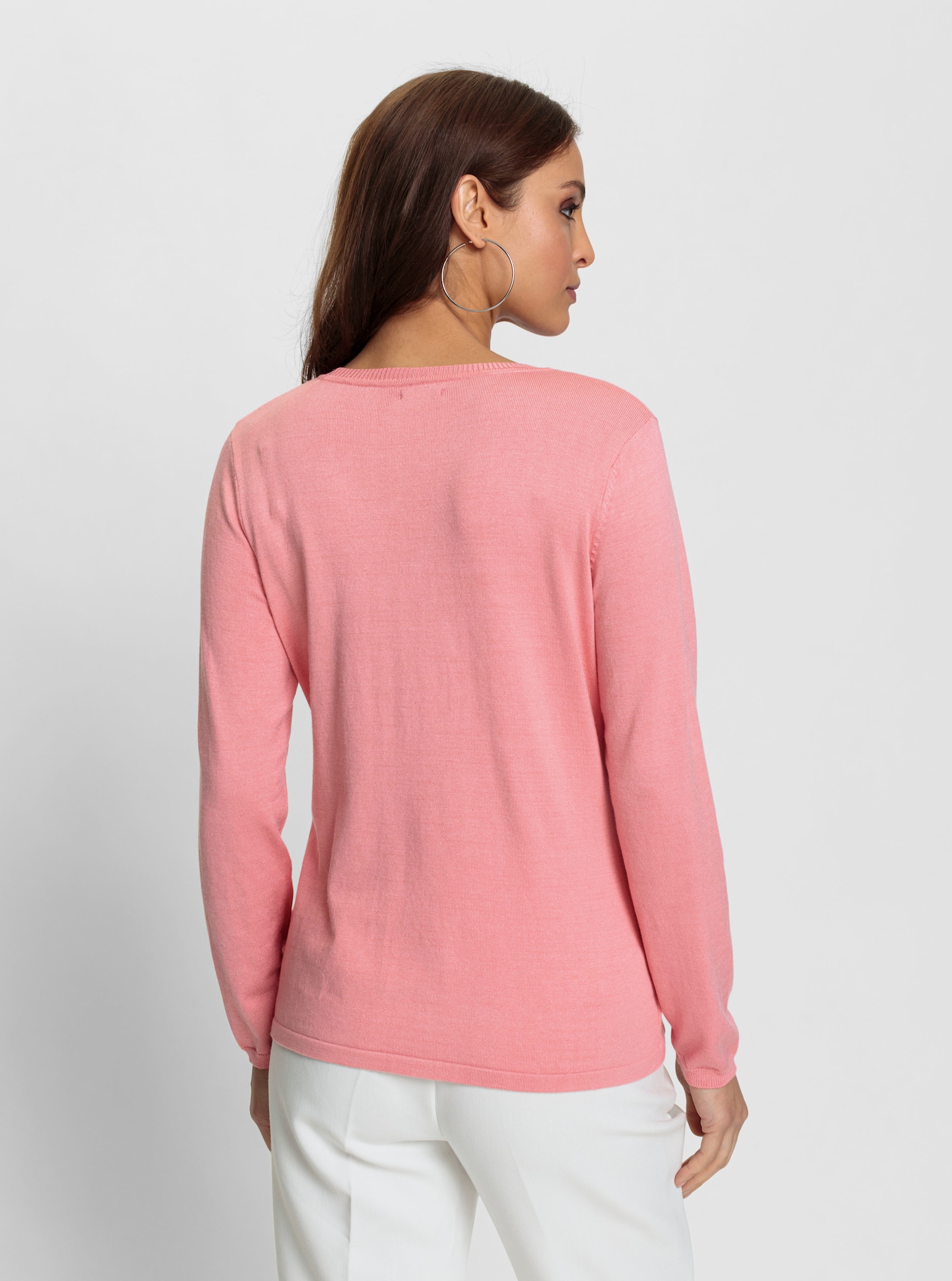 Feinstrickpullover in Wickel-Optik - flamingo