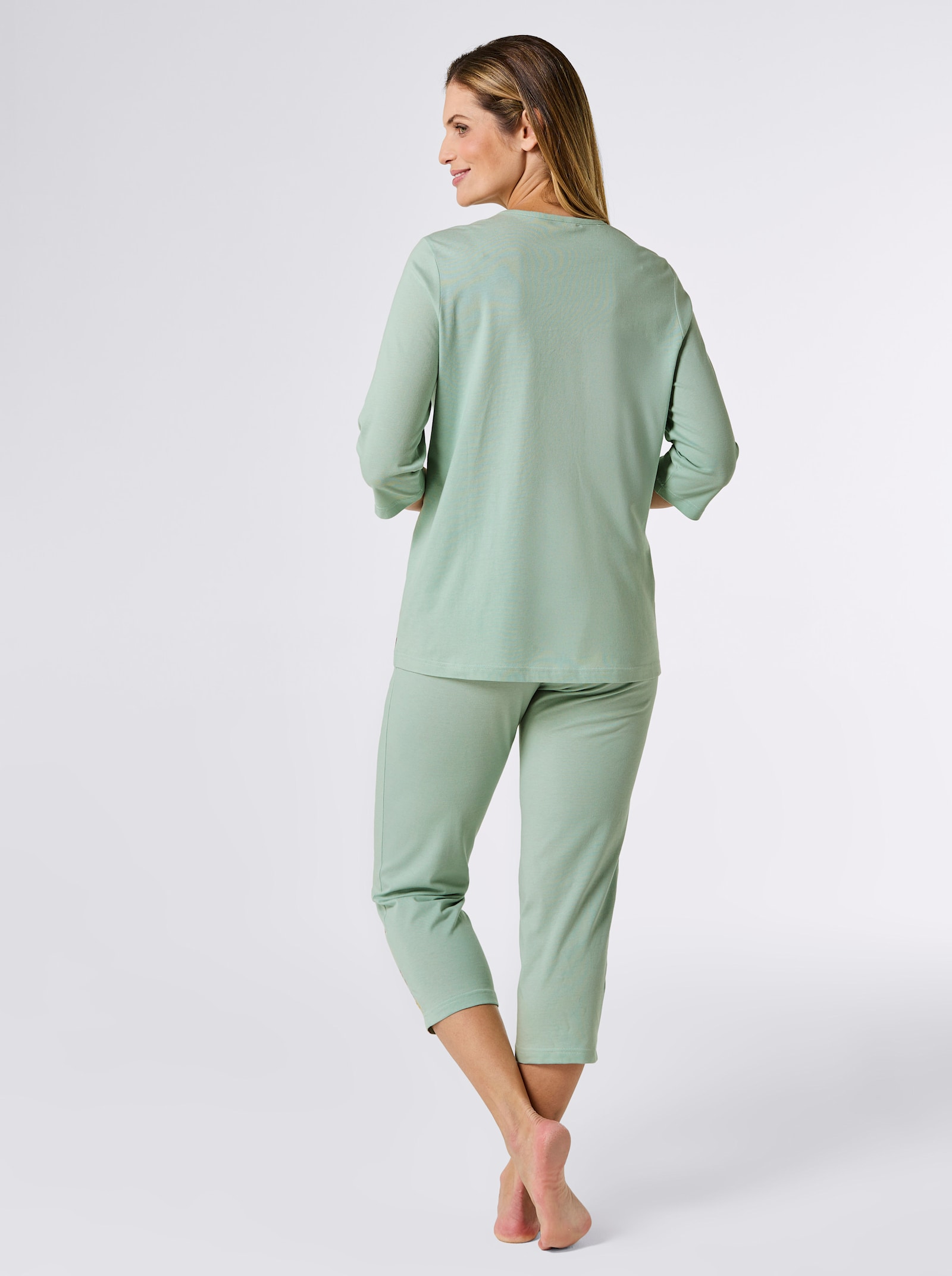 wäschepur Schlafanzüge - kalkmint-bedruckt + rosé-bedruckt