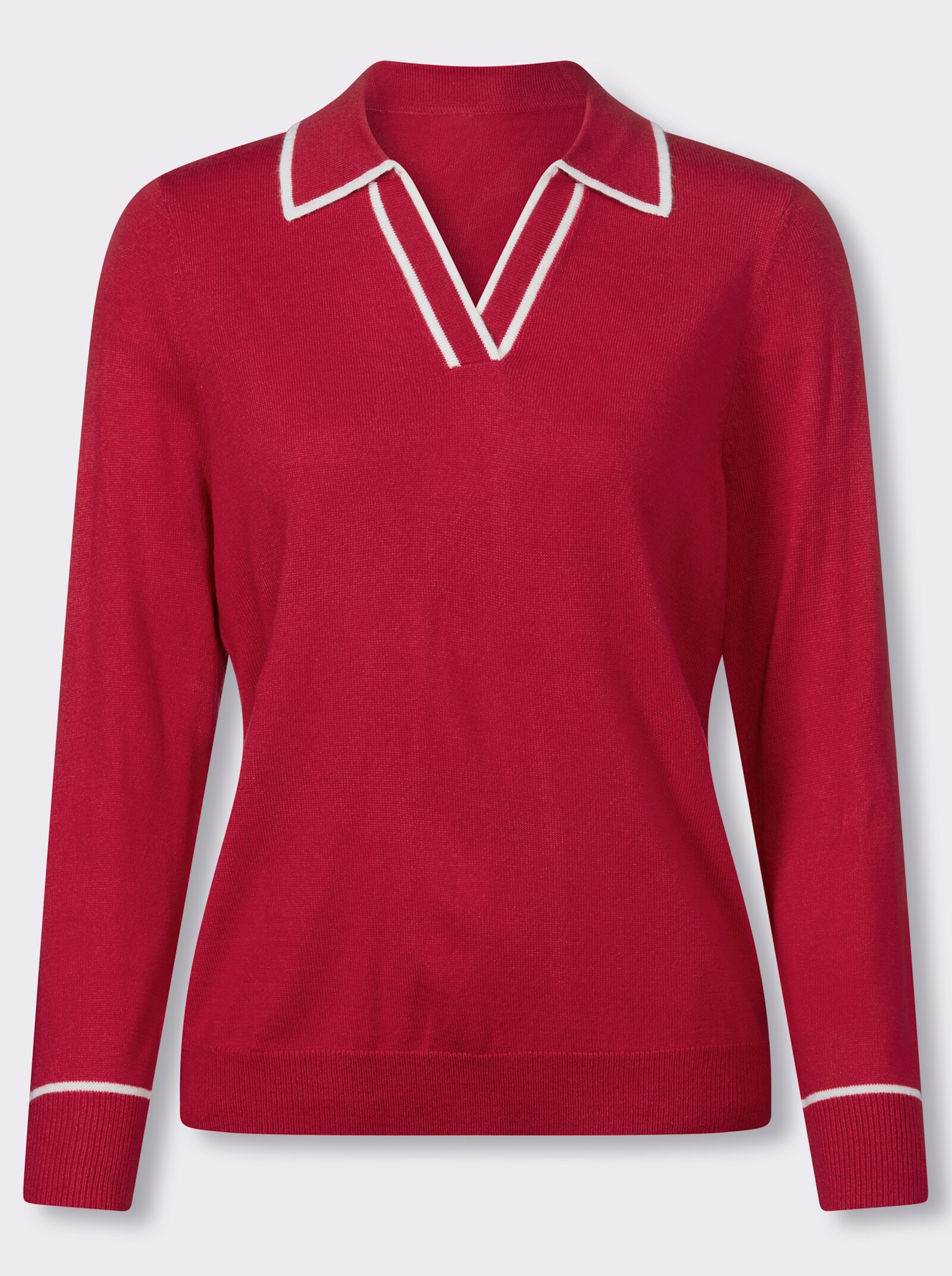 Polopullover mit Kontrast-Details - erdbeere