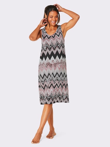 feel good Sommerkleid im Zick-Zack-Dessin - violett-schwarz-bedruckt