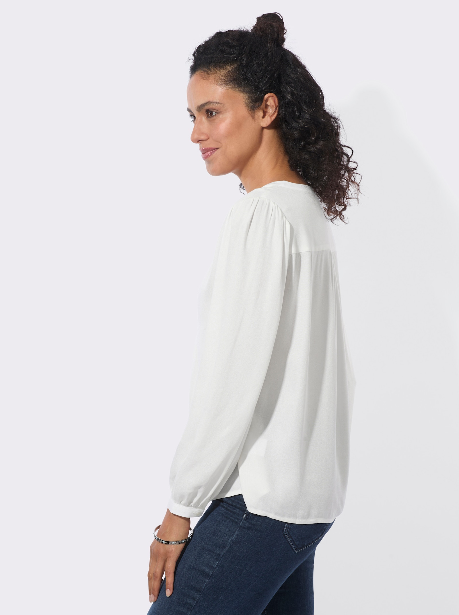  Longbluse in Crêpe-Qualität - ecru