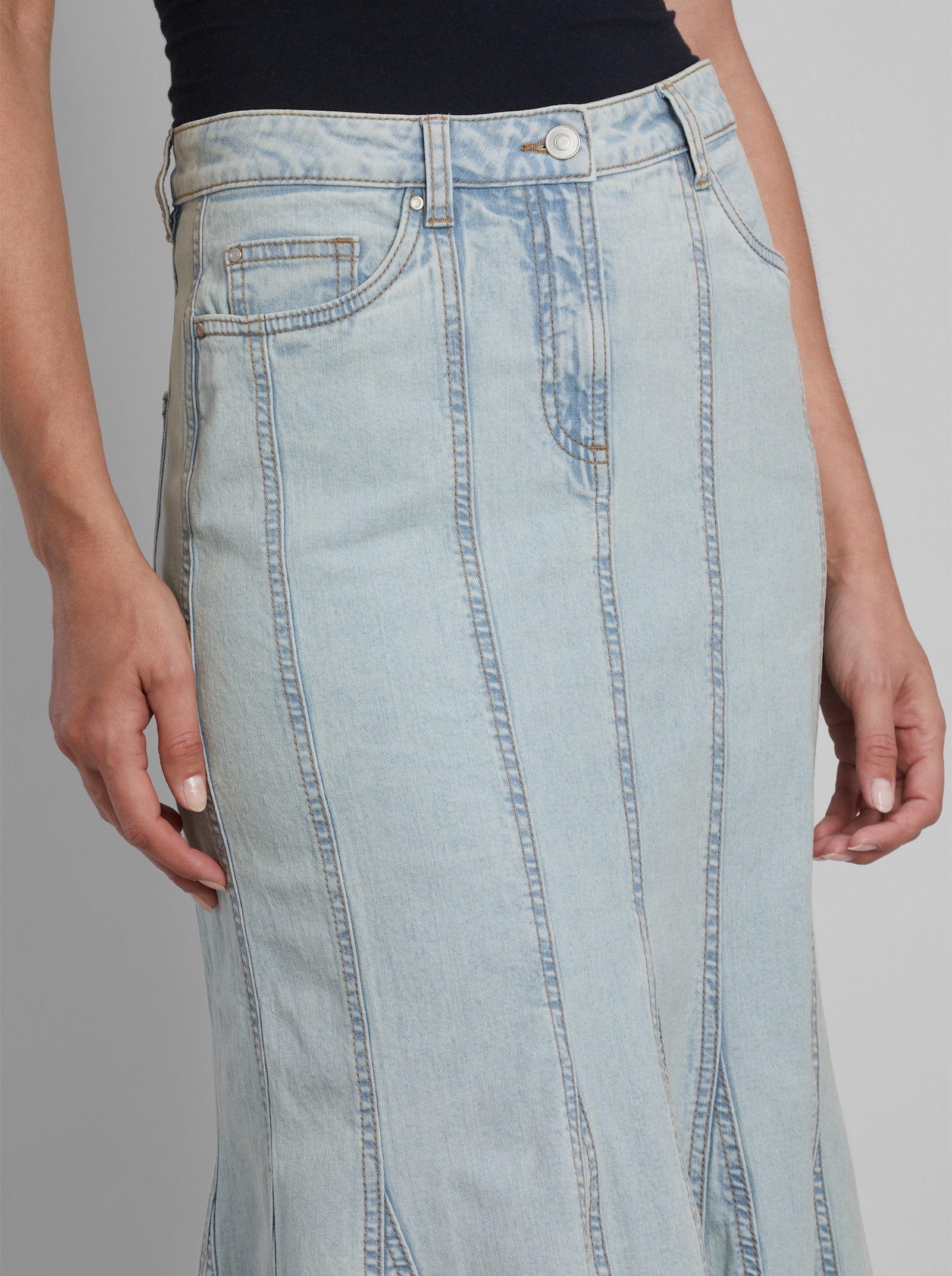 heine Jeansrock in Godet-Form - blue-bleached