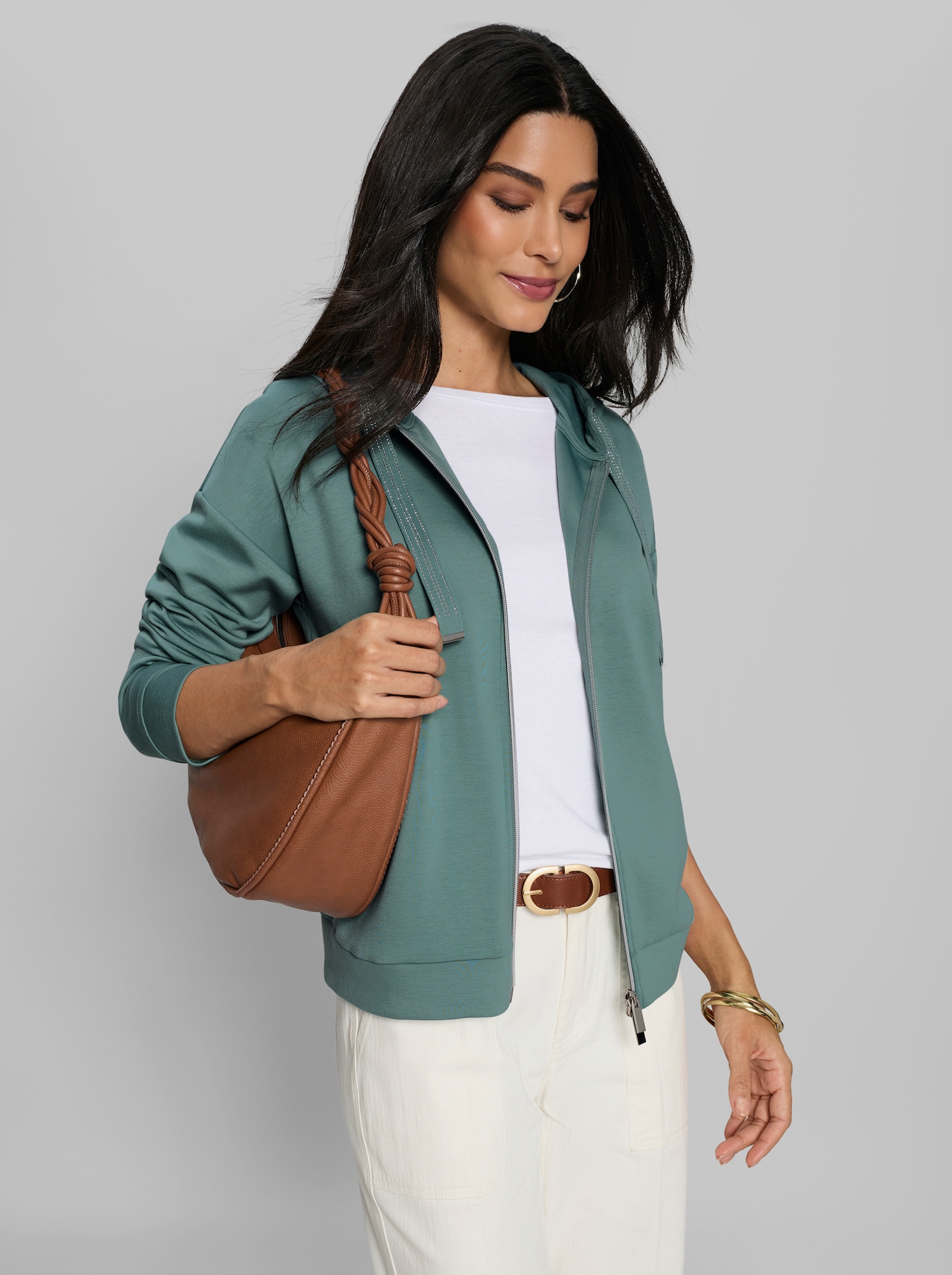 heine Sweatjacke mit Modal - jade