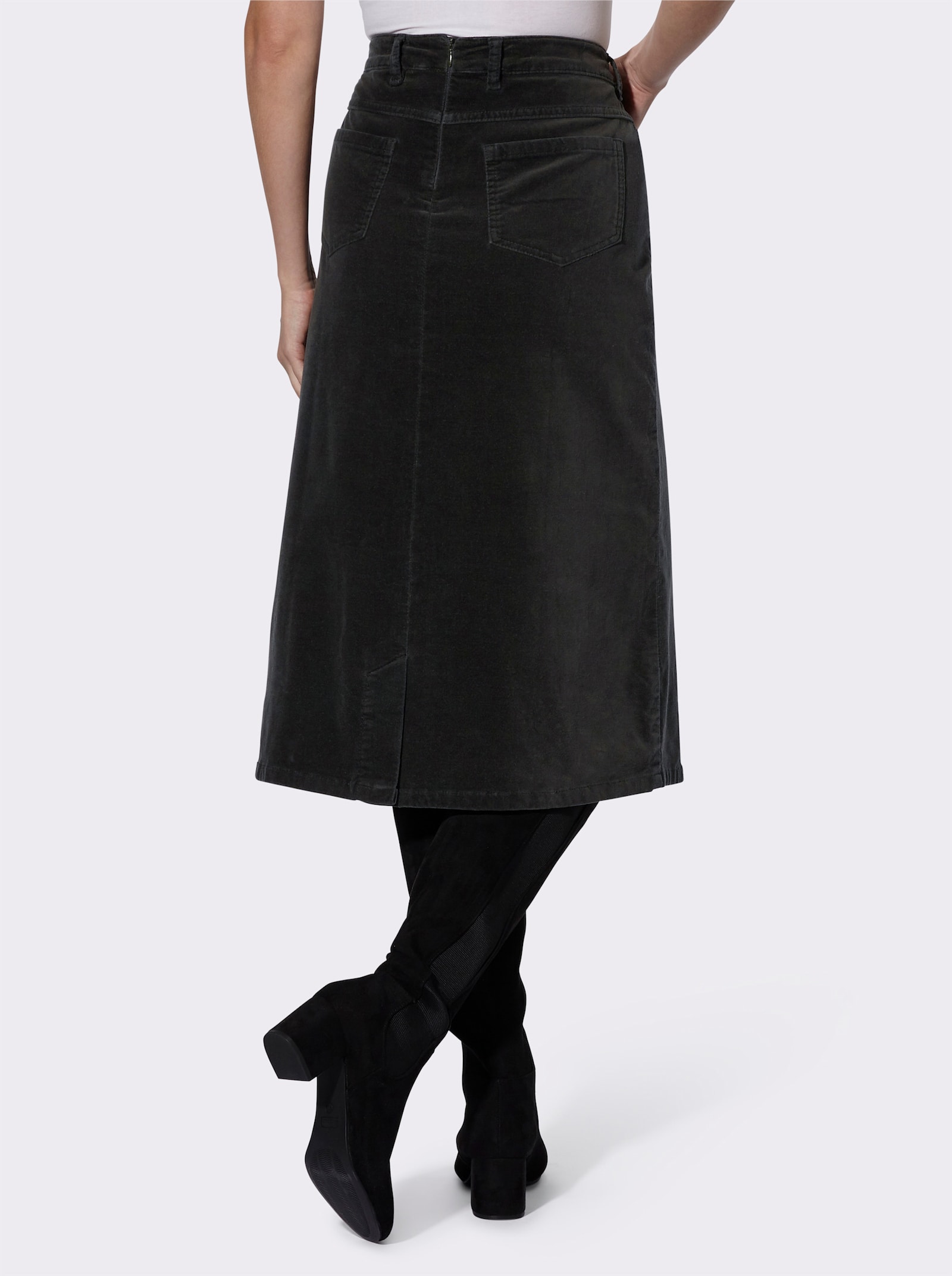 Rok in A-lijn met loopsplit achter - grafiet