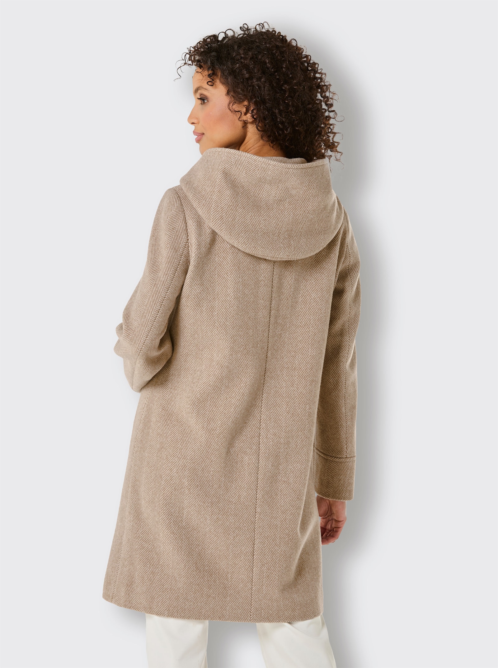 Manisa Wollen mantel Met Italiaanse wol - bruin/ecru gedessineerd