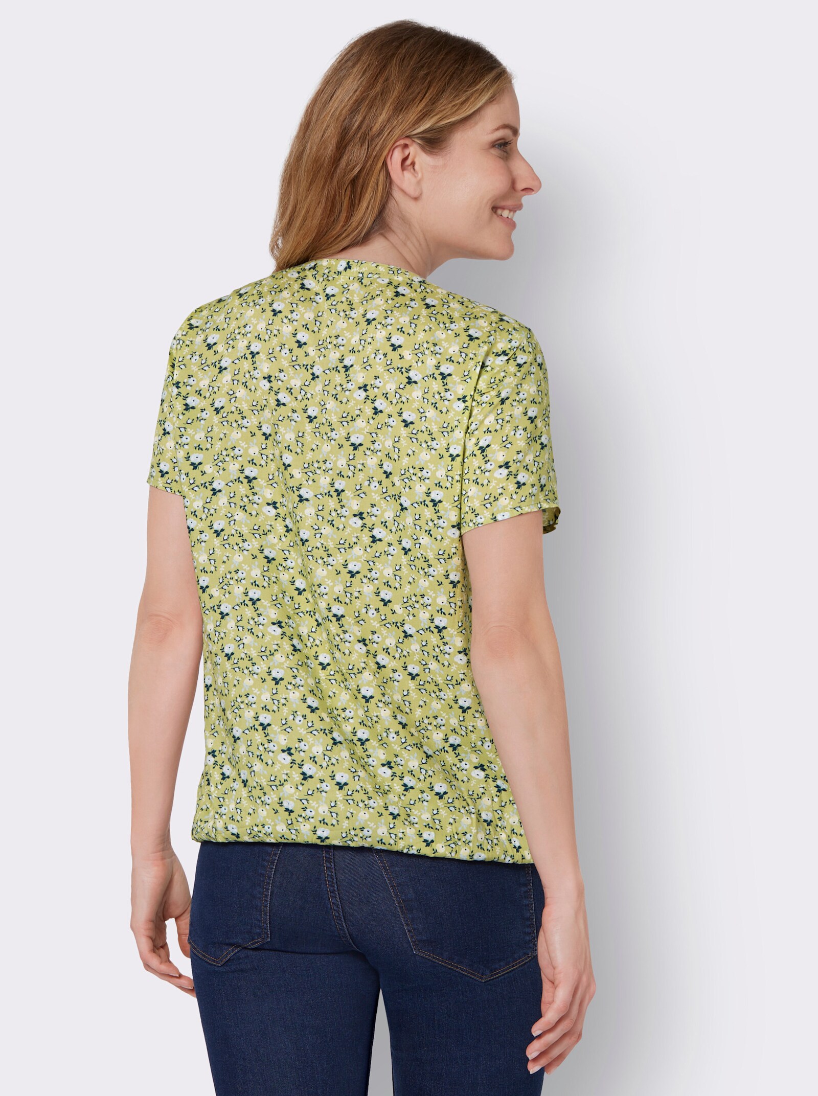 Blouse met print van pure viscose - lindegroen/citroen bedrukt