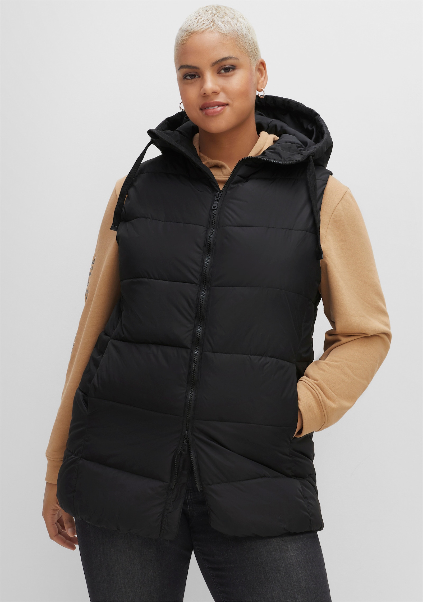 sheego Steppweste in A-Linie - schwarz