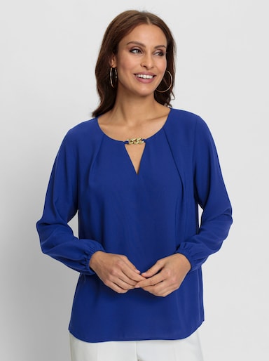 Schlupfbluse mit Zierkette - royalblau