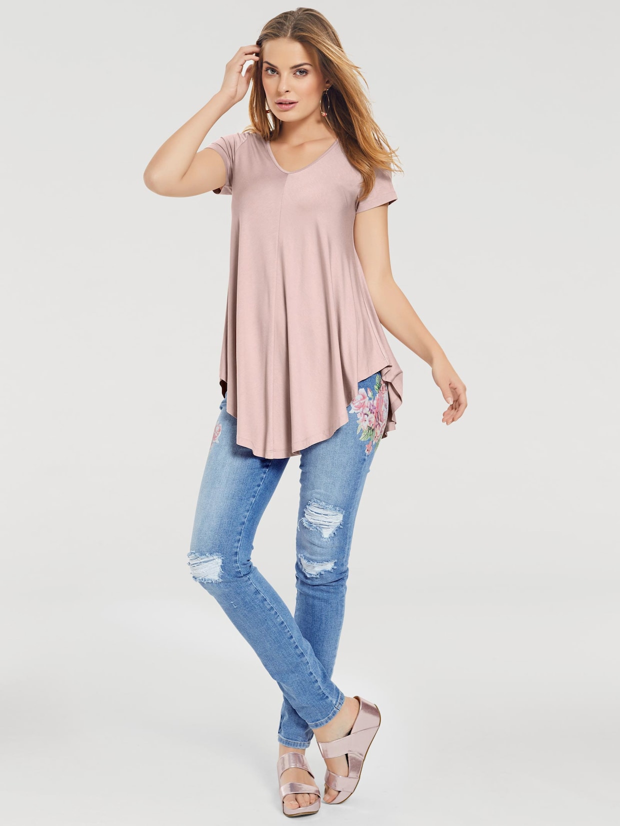 Linea Tesini Shirt met v-hals - roze