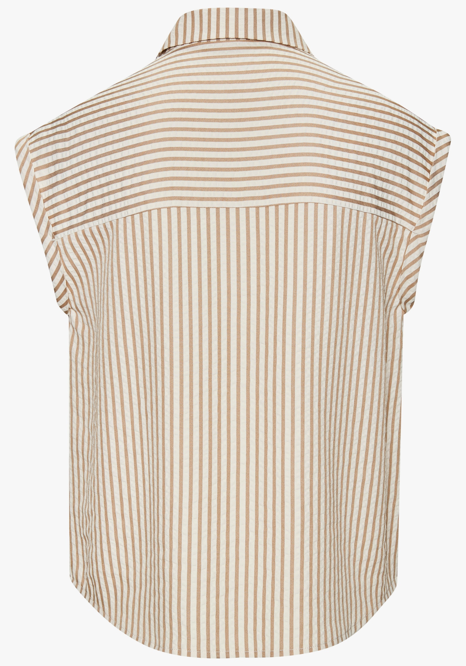 Vivance Kurzarmbluse - creme-sand gestreift