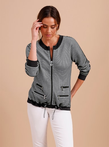 CREATION L PREMIUM Strickjacke in Ripp-Qualität - schwarz-weiß