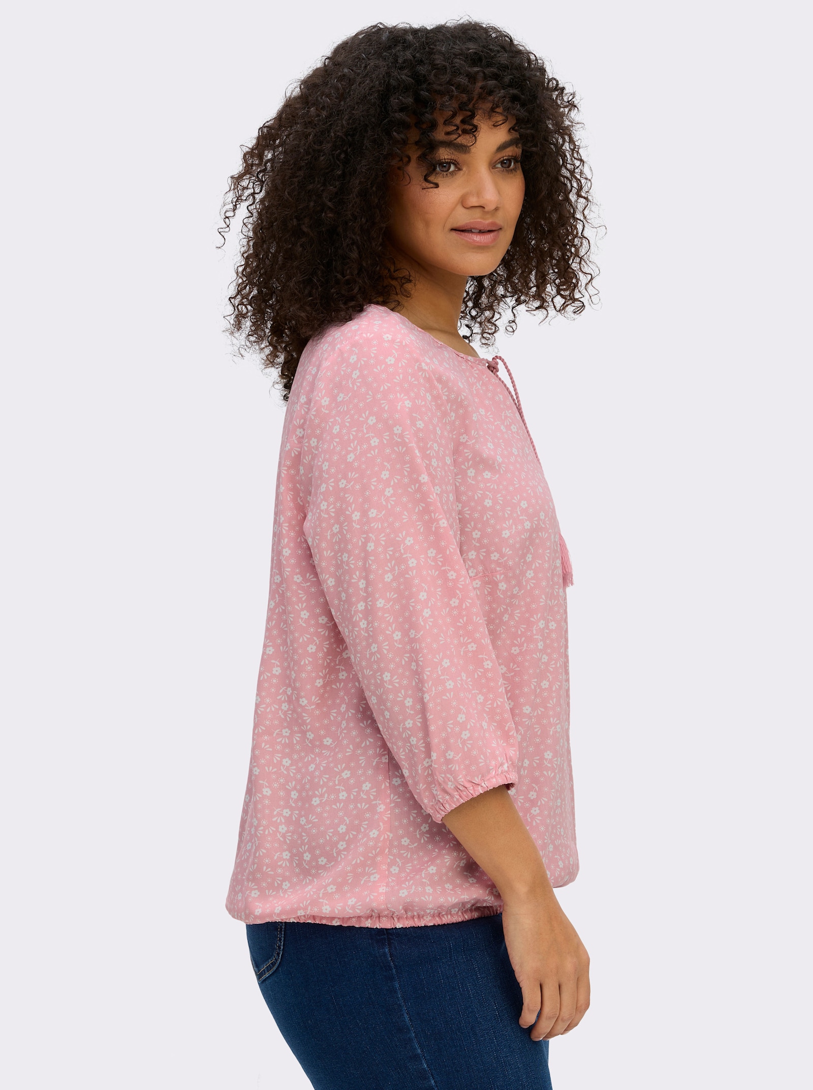 sheego Tunika mit Bindebändern - rosenquarz-ecru-bedruckt